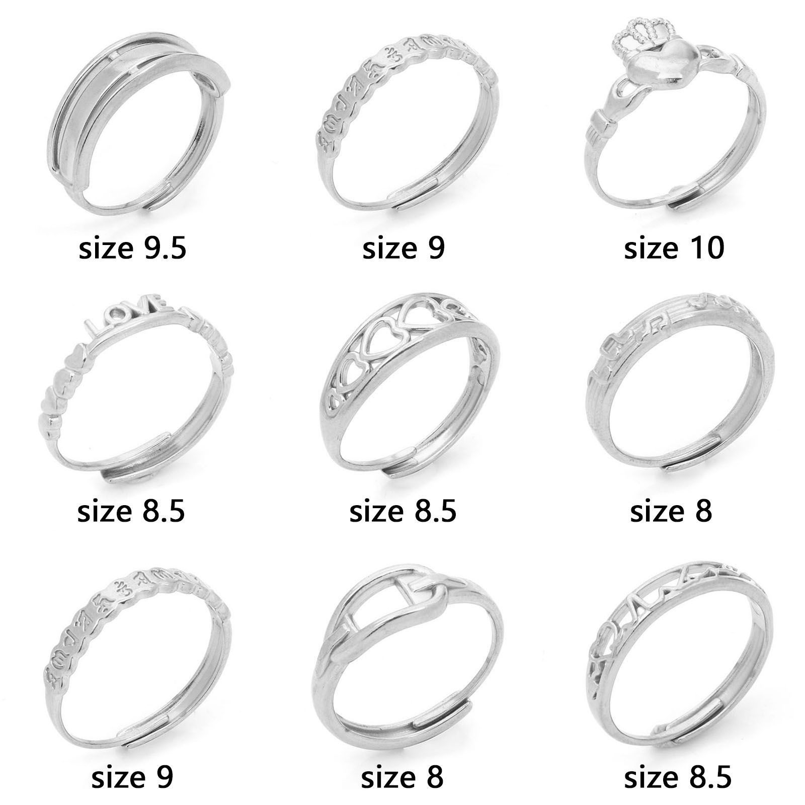 Picture of 304 Stainless Steel Open Adjustable Rings Silver Tone