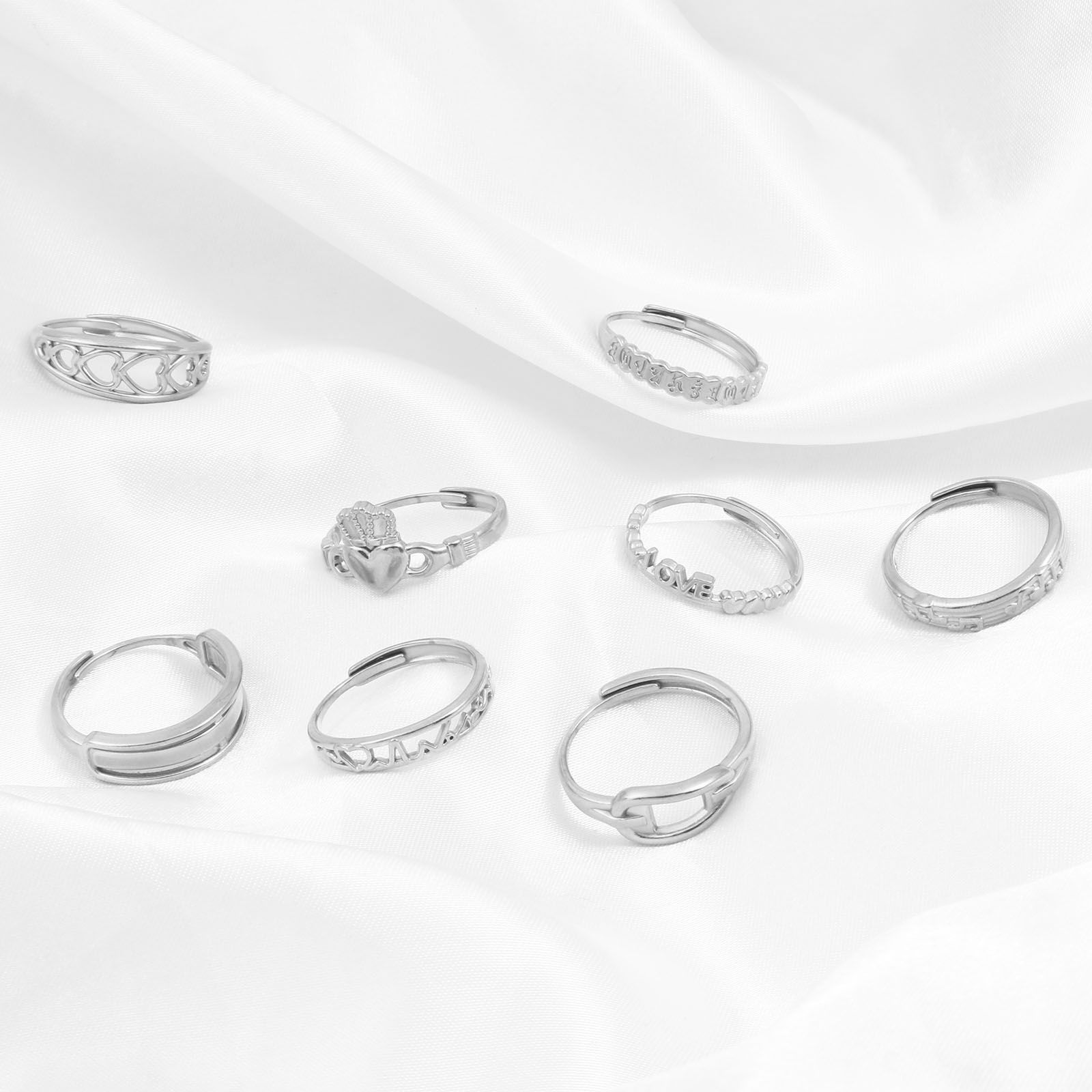 Picture of 304 Stainless Steel Open Adjustable Rings Silver Tone