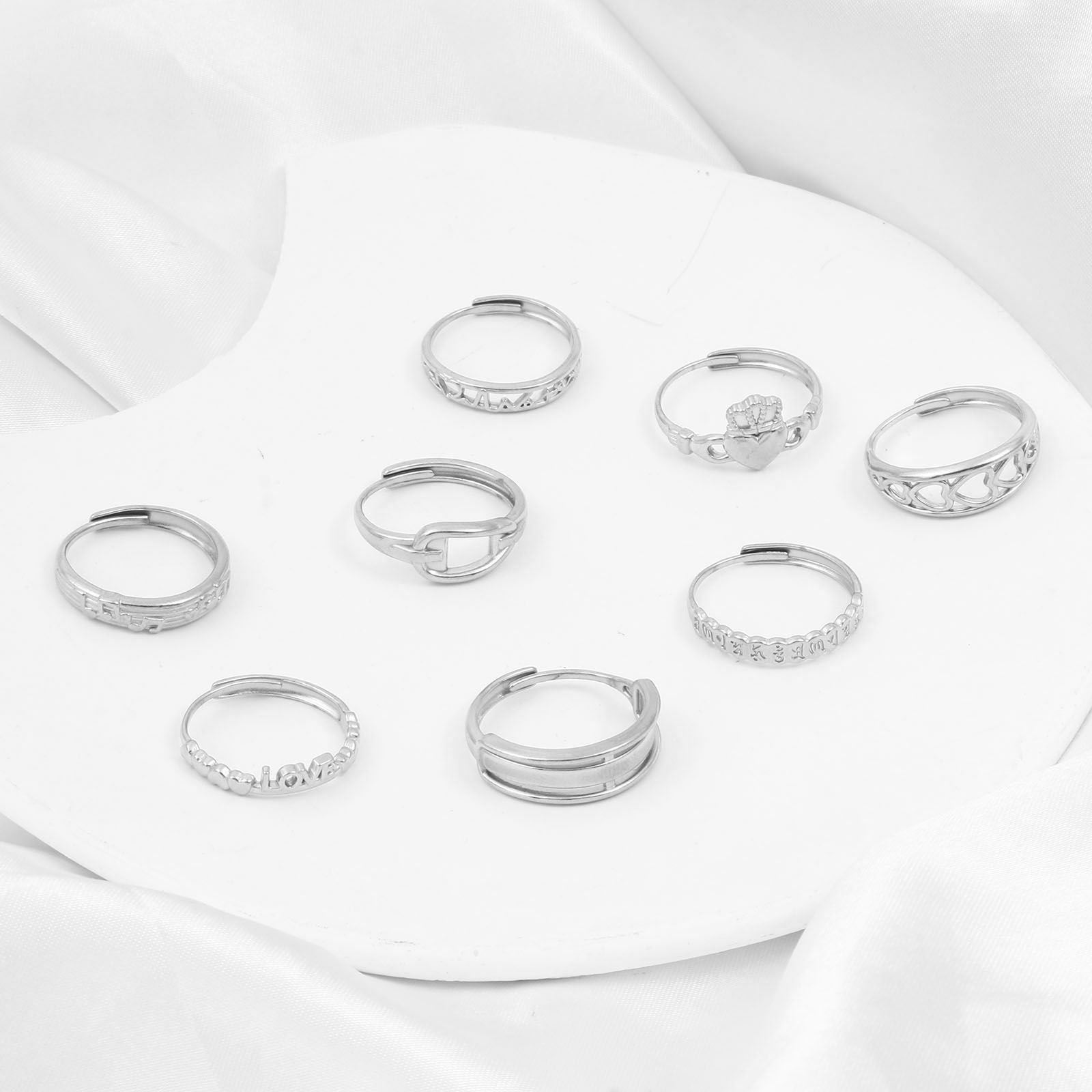 Picture of 304 Stainless Steel Open Adjustable Rings Silver Tone