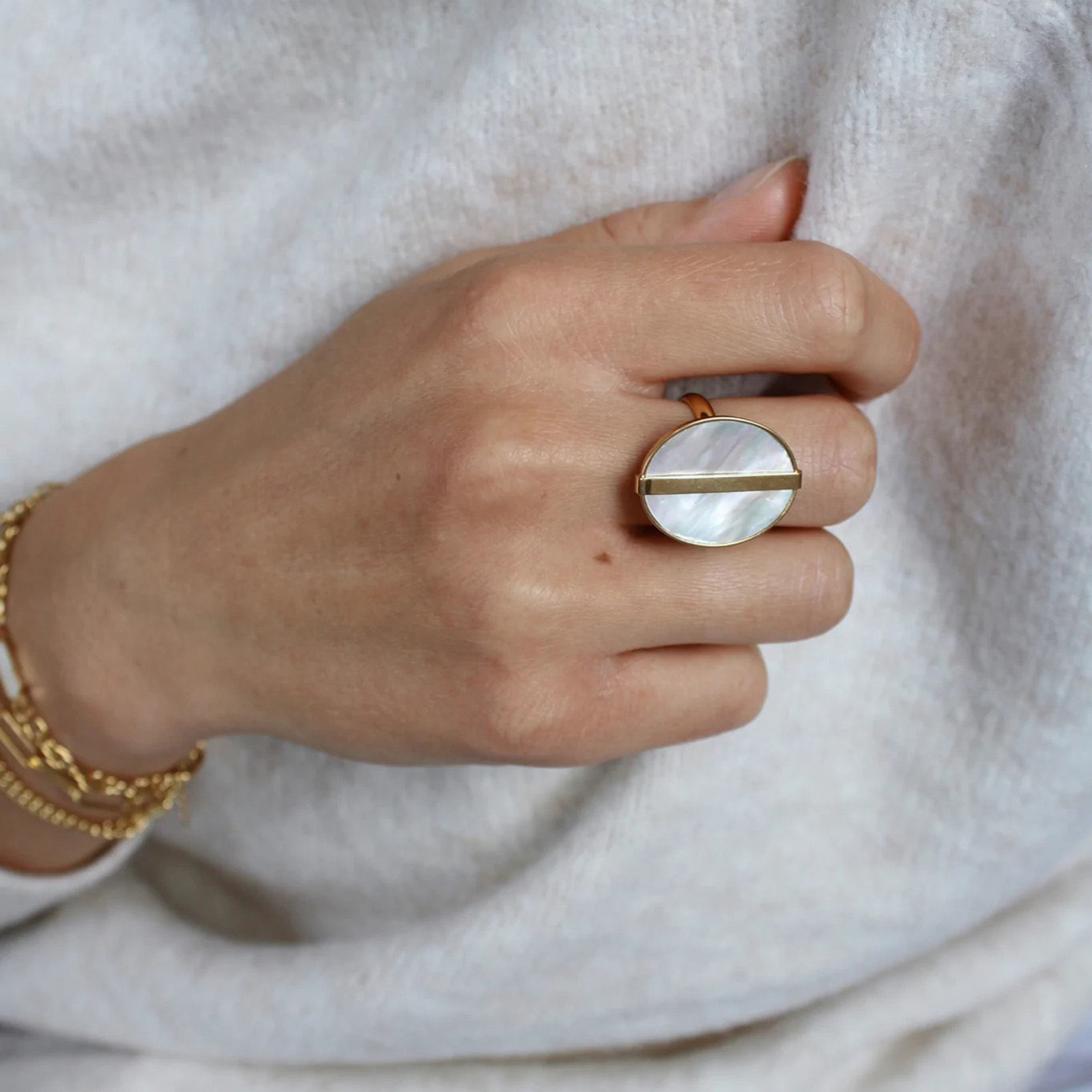 Picture of Hypoallergenic Simple & Casual Retro 18K Real Gold Plated 304 Stainless Steel Open Oval Rings Unisex Party