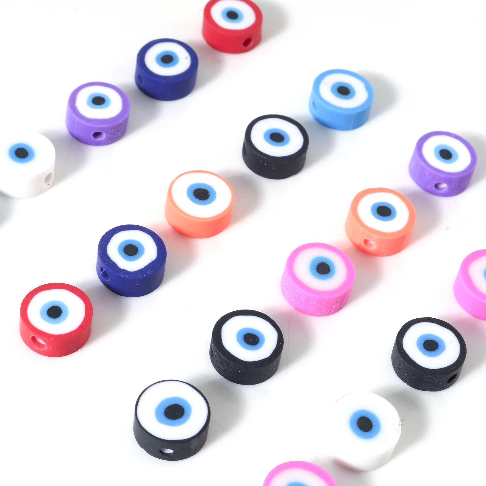 Imagen de Arcilla Religión Cuentas Ronda Multicolor Mal de ojo 10mm Dia, Agujero: Aprox 1.8mm, 100 Unidades