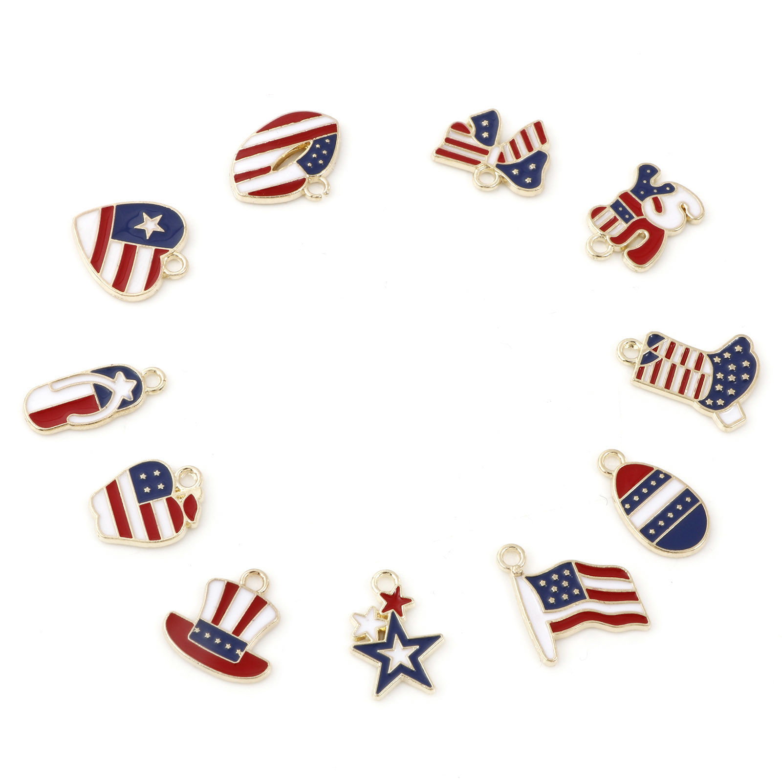 Picture of Zinc Based Alloy Sport Charms Gold Plated Red & Blue Flag Of The United States Enamel