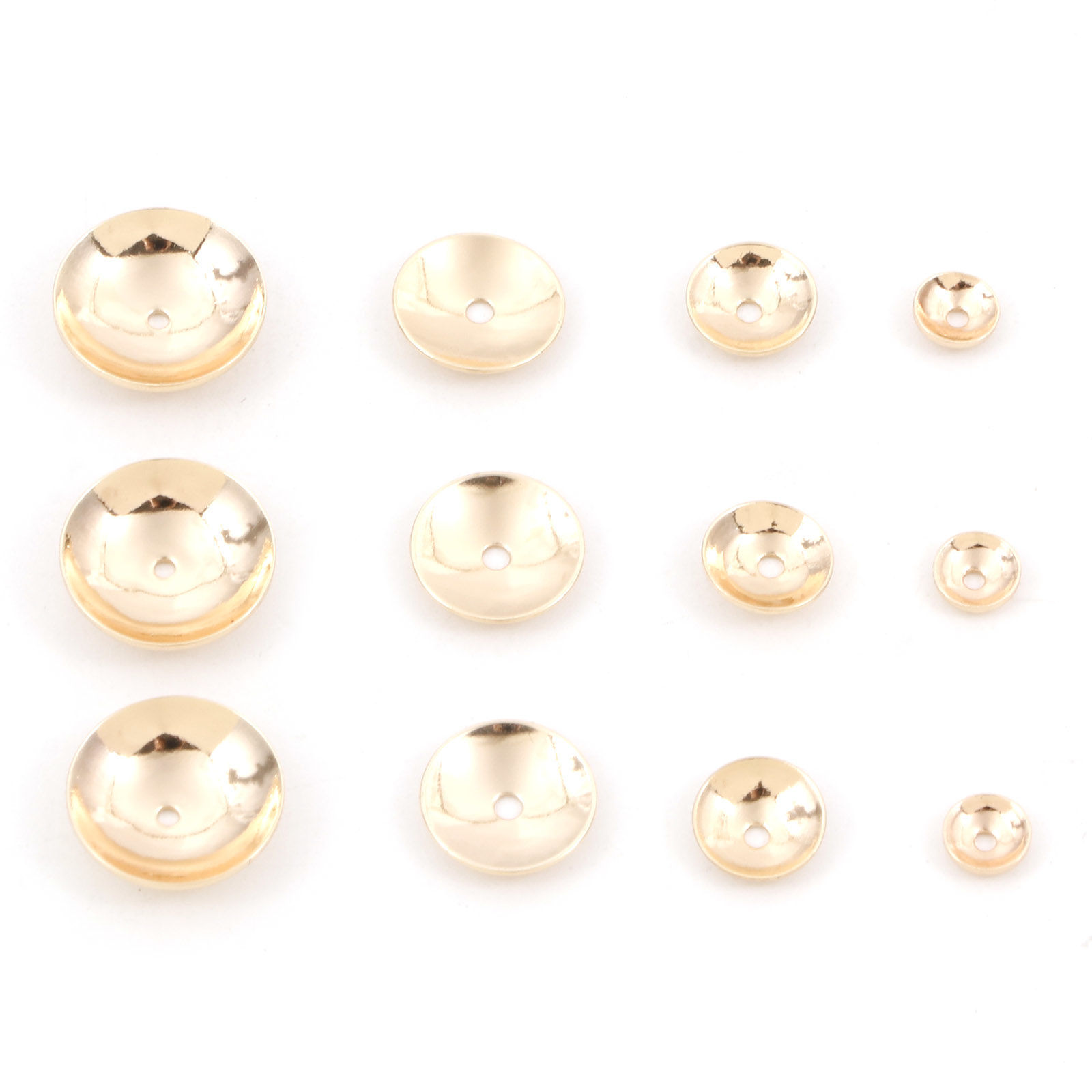 Bild von Messing Perlkappen Rund 18K Echtgold plattiert 10 Stück