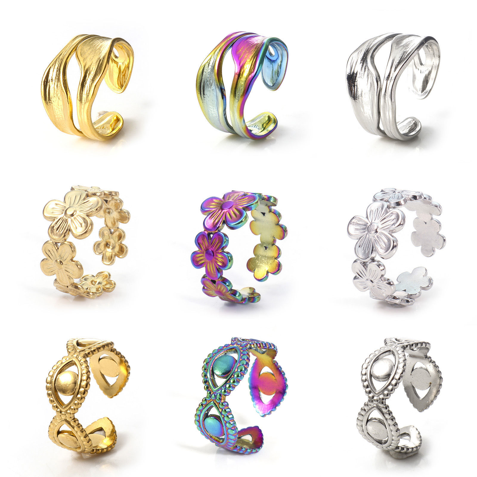 Picture of Eco-friendly 304 Stainless Steel Open Rings Multicolor