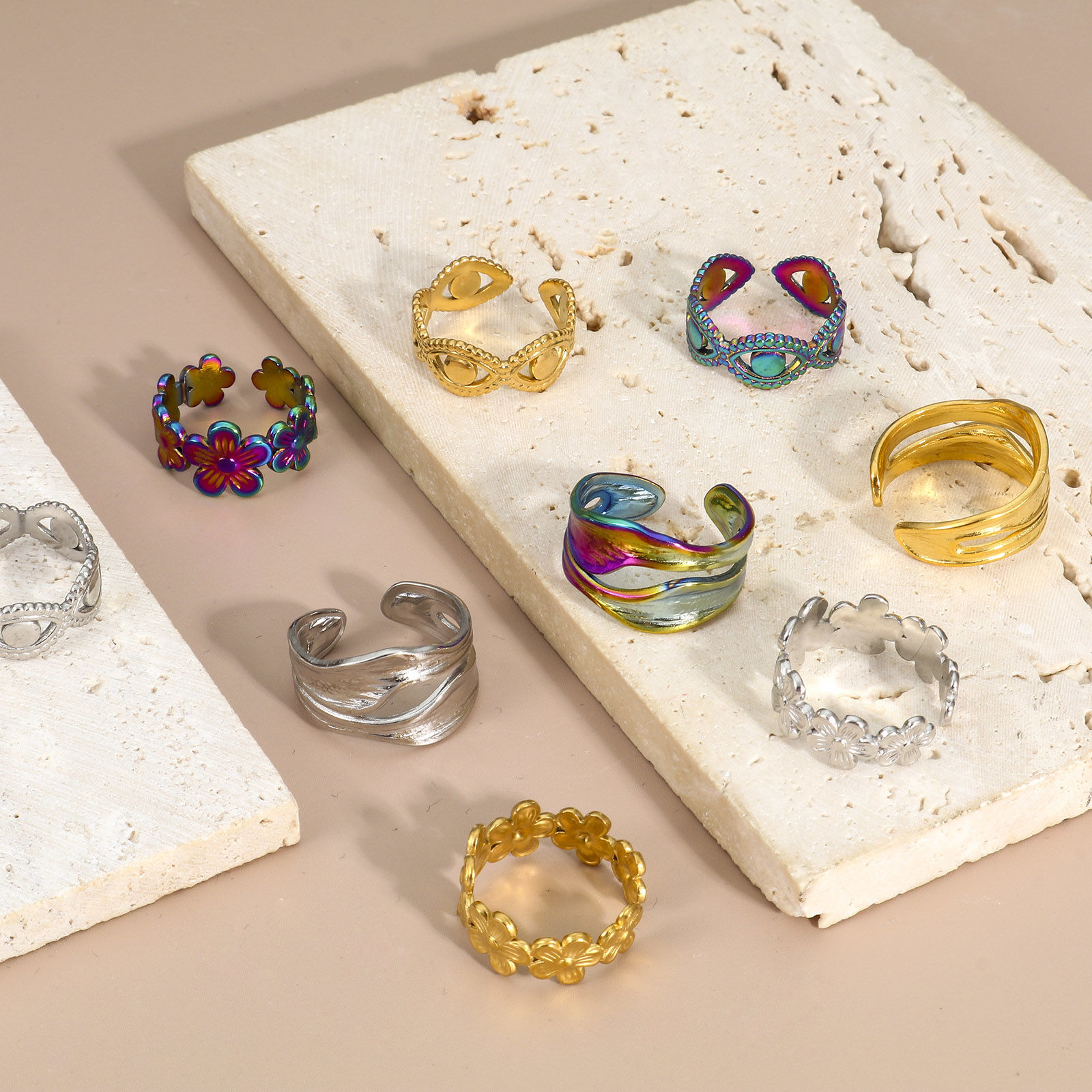 Picture of Eco-friendly 304 Stainless Steel Open Rings Multicolor