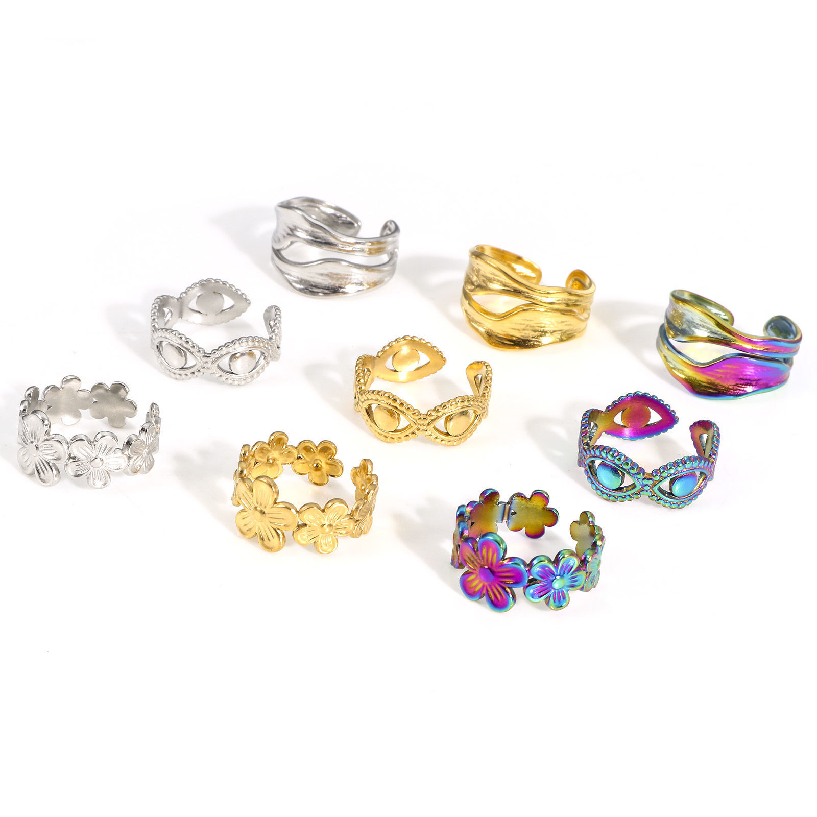 Picture of Eco-friendly 304 Stainless Steel Open Rings Multicolor