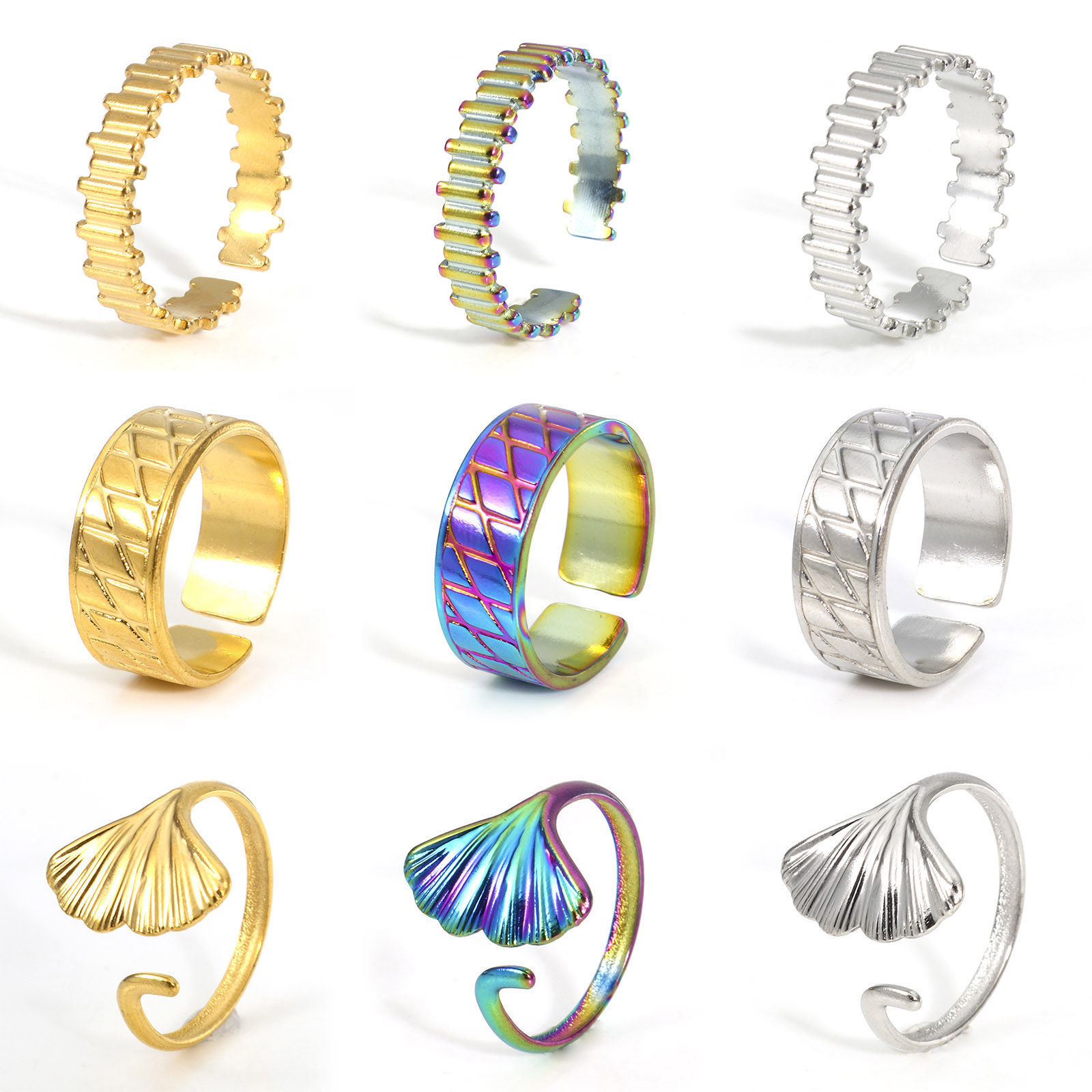 Picture of Eco-friendly 304 Stainless Steel Open Rings Multicolor