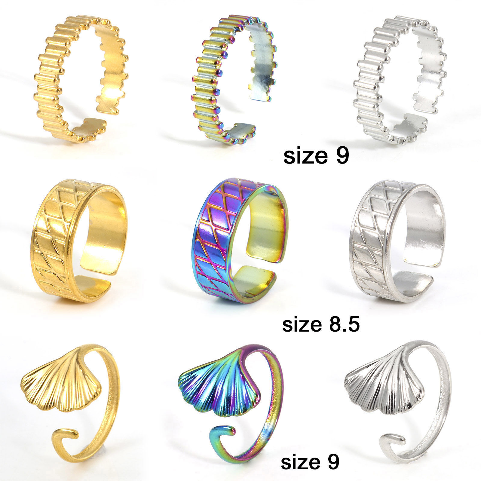Picture of Eco-friendly 304 Stainless Steel Open Rings Multicolor