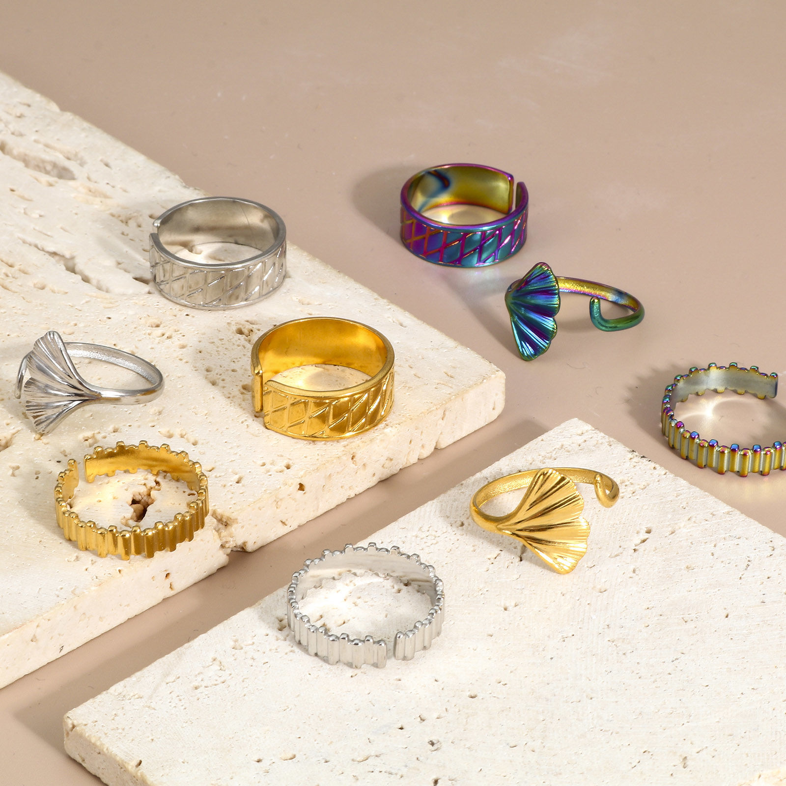 Picture of Eco-friendly 304 Stainless Steel Open Rings Multicolor