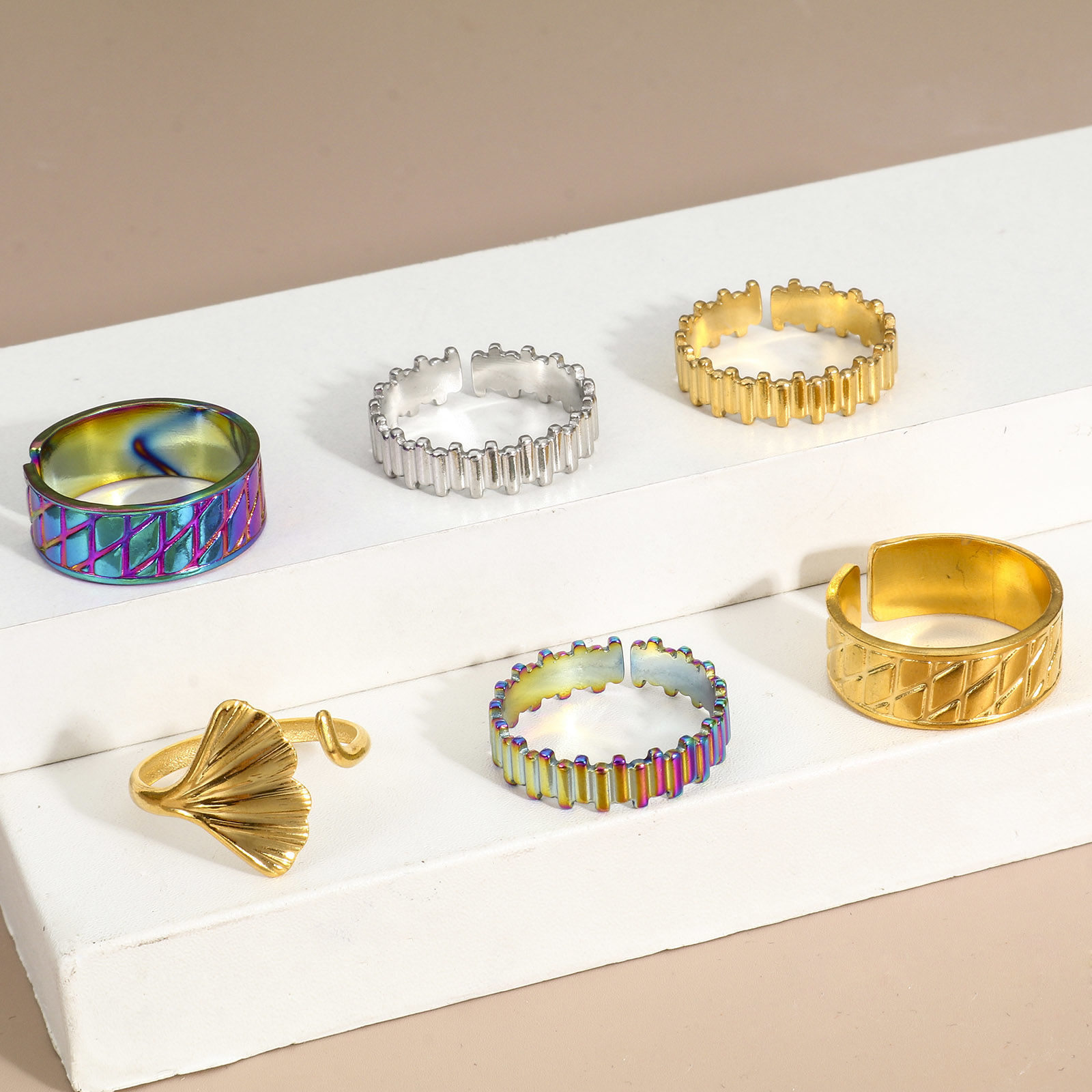 Picture of Eco-friendly 304 Stainless Steel Open Rings Multicolor