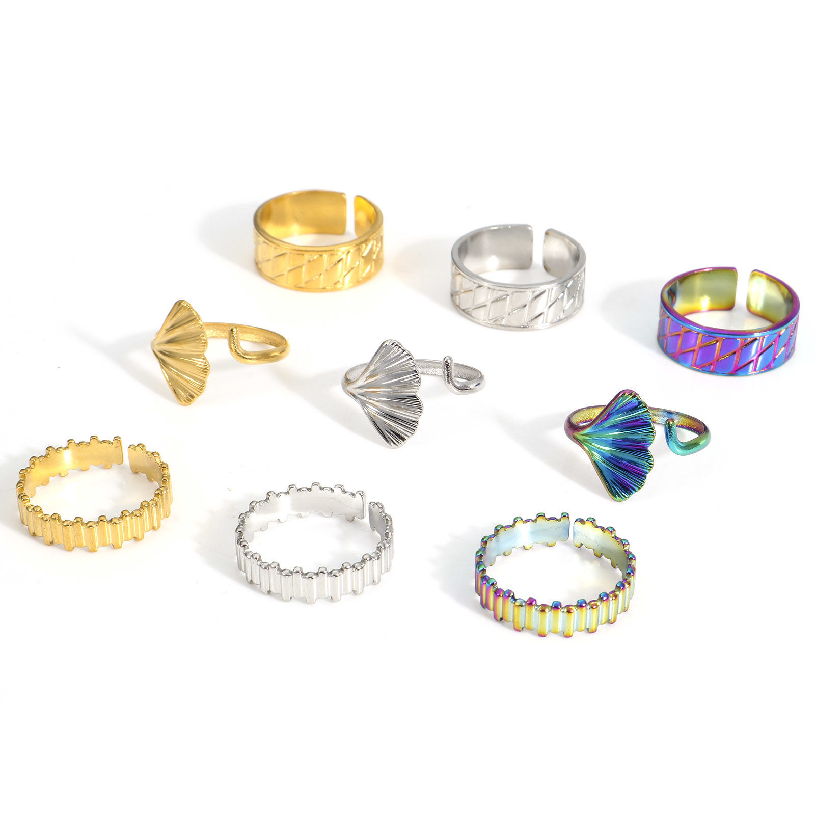 Picture of Eco-friendly 304 Stainless Steel Open Rings Multicolor