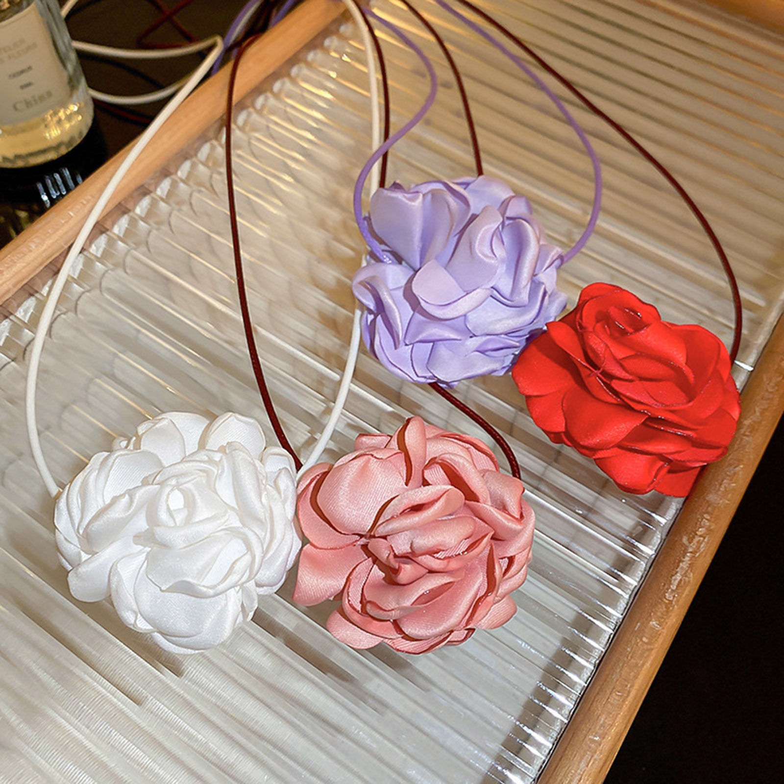 Immagine di Velluto di Cotone Elegante Dichiarazione Collana Fiore Multicolore 1 Pz