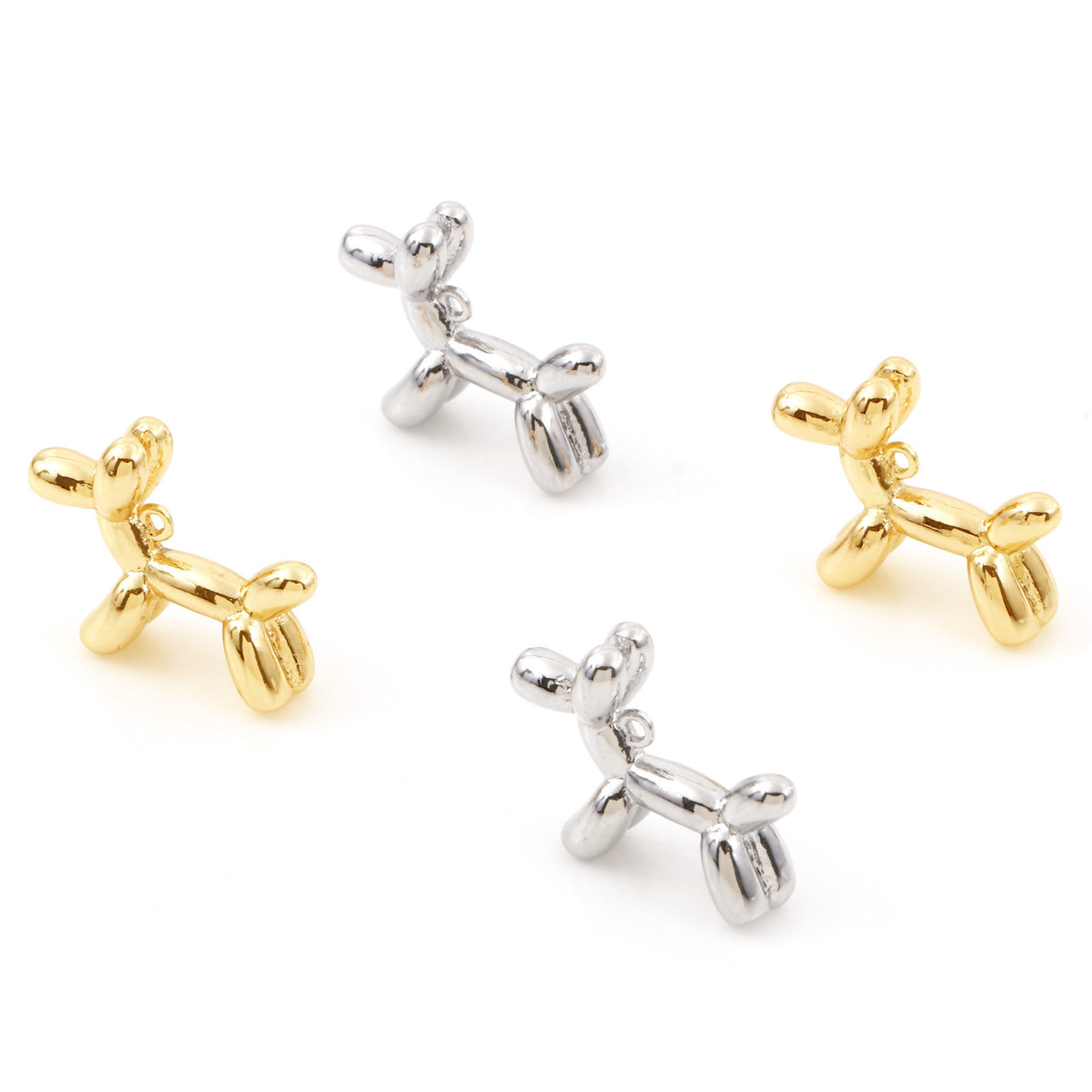 Picture of Brass Charms Real Gold Plated Balloon Dog 16mm x 13mm