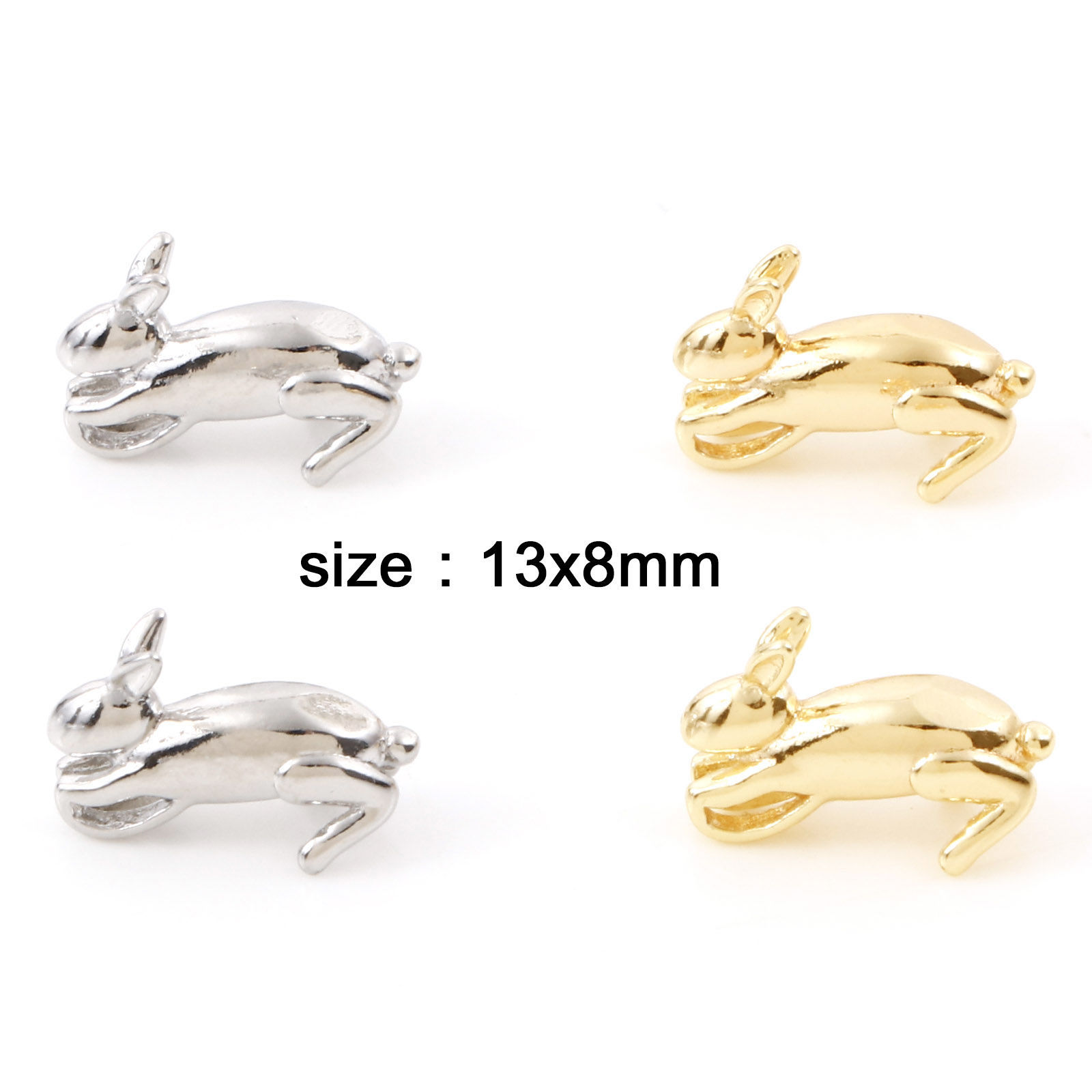Picture of Brass Charms Real Gold Plated Rabbit Animal 3D 13mm x 8mm