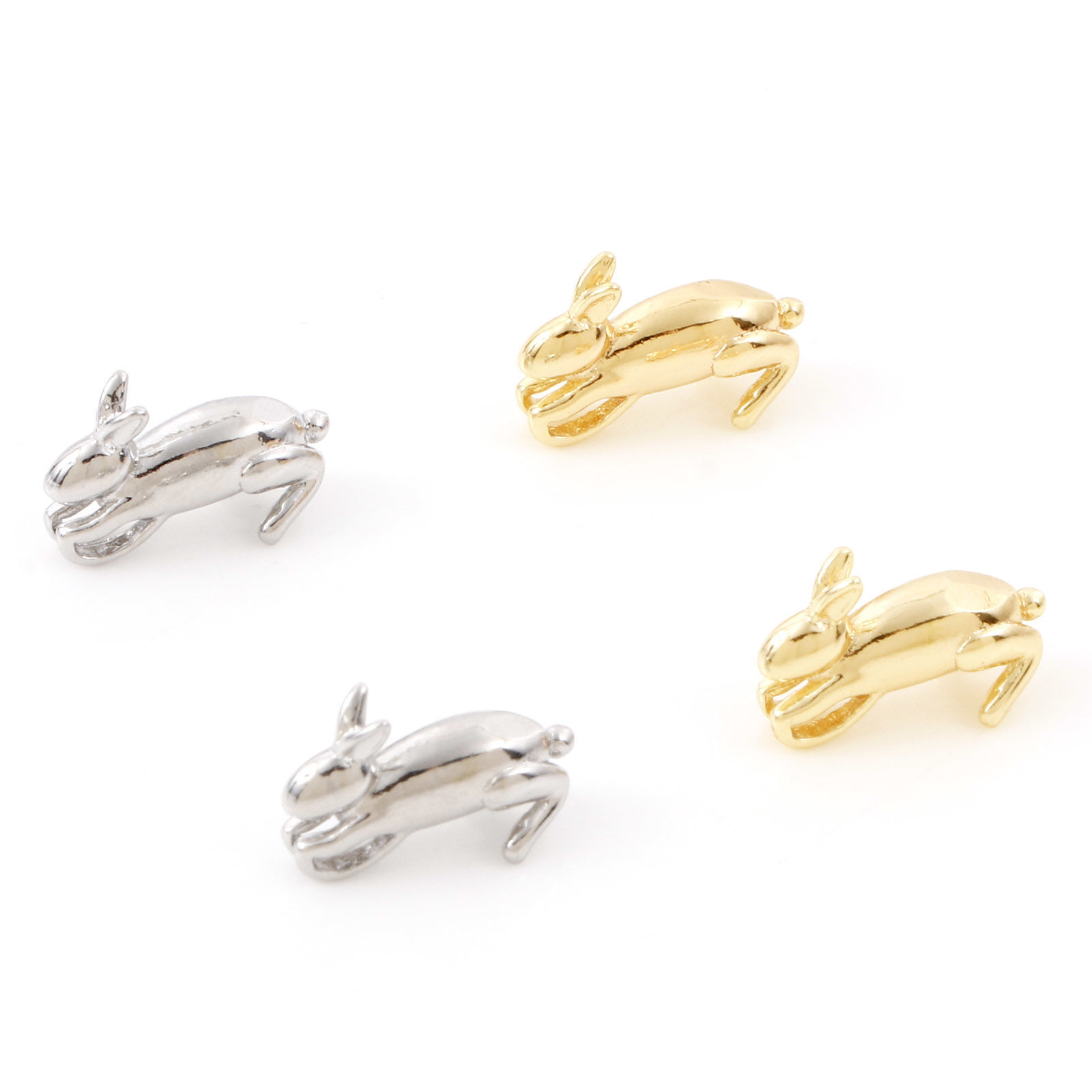 Picture of Brass Charms Real Gold Plated Rabbit Animal 3D 13mm x 8mm