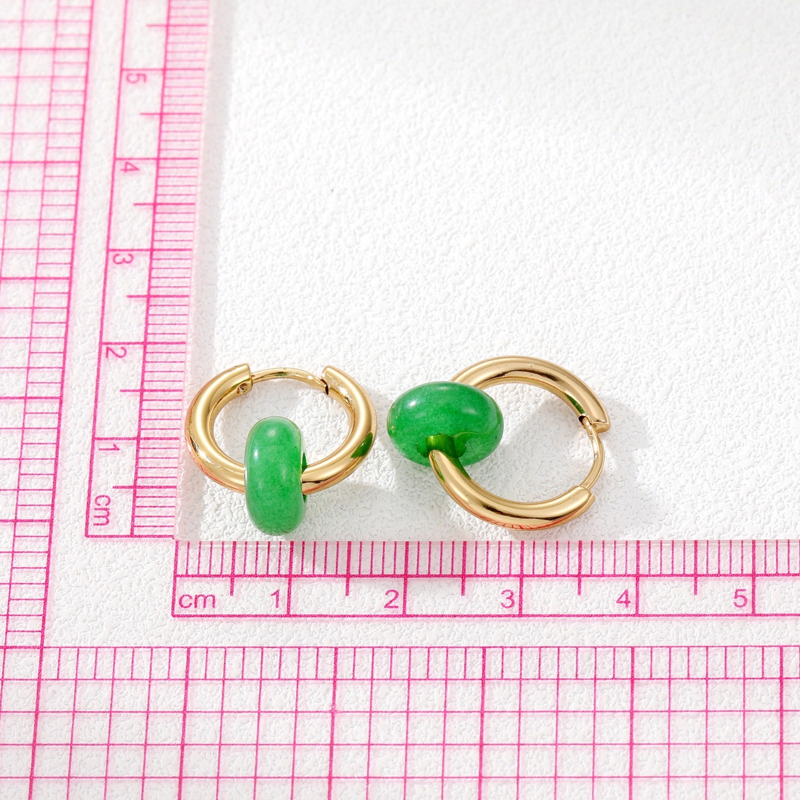 Picture of Eco-friendly Vacuum Plating 304 Stainless Steel Beaded Hoop Earrings Gold Plated Round 12mm Dia.