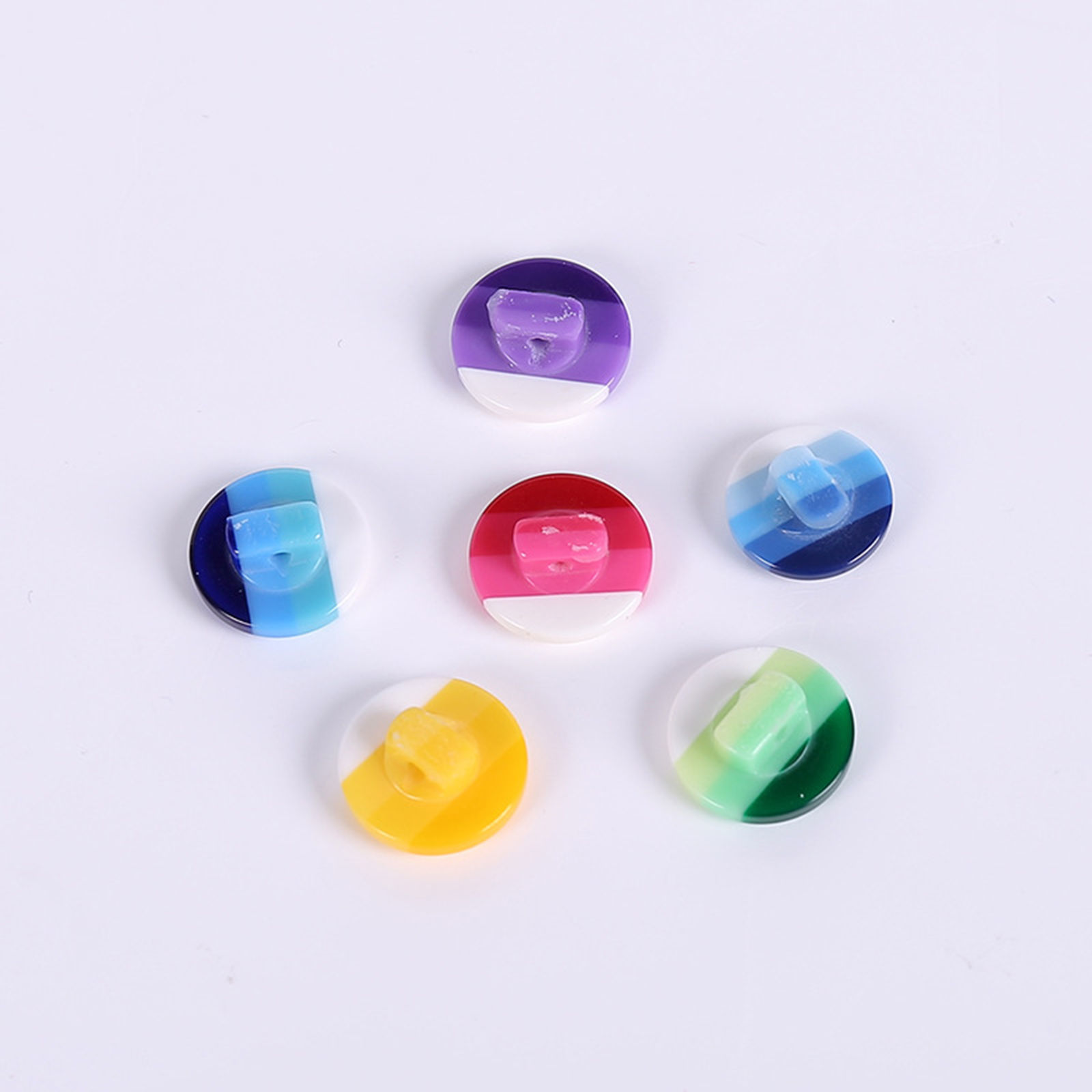 Image de Bouton de Haute Couture en Résine Boutons Rond Multicolore Arc-en-ciel 14mm Dia, 50 Pcs