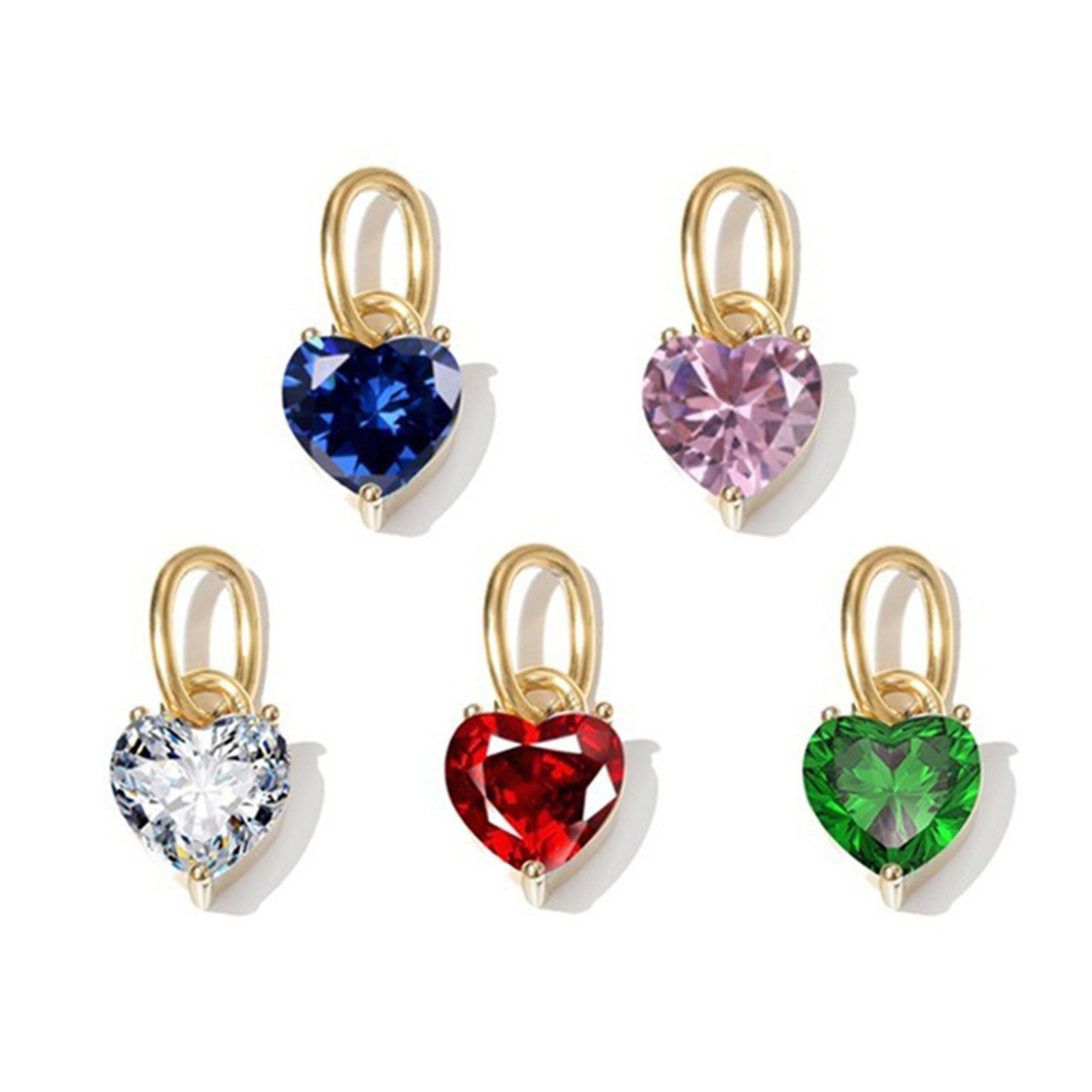 Picture of Eco-friendly PVD Vacuum Plating 304 Stainless Steel Charms 14K Gold Plated Heart Multicolour Cubic Zirconia 6mm Dia.