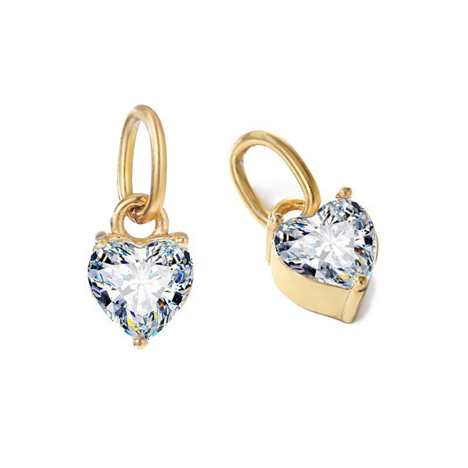 Picture of Eco-friendly PVD Vacuum Plating 304 Stainless Steel Charms 14K Gold Plated Heart Multicolour Cubic Zirconia 6mm Dia.