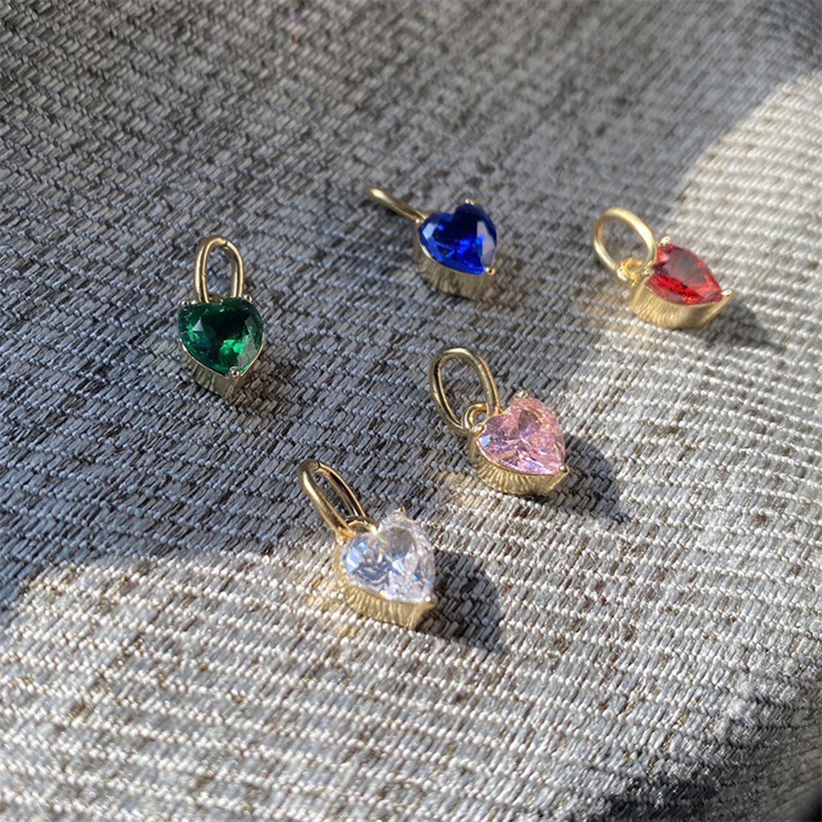 Picture of Eco-friendly PVD Vacuum Plating 304 Stainless Steel Charms 14K Gold Plated Heart Multicolour Cubic Zirconia 6mm Dia.