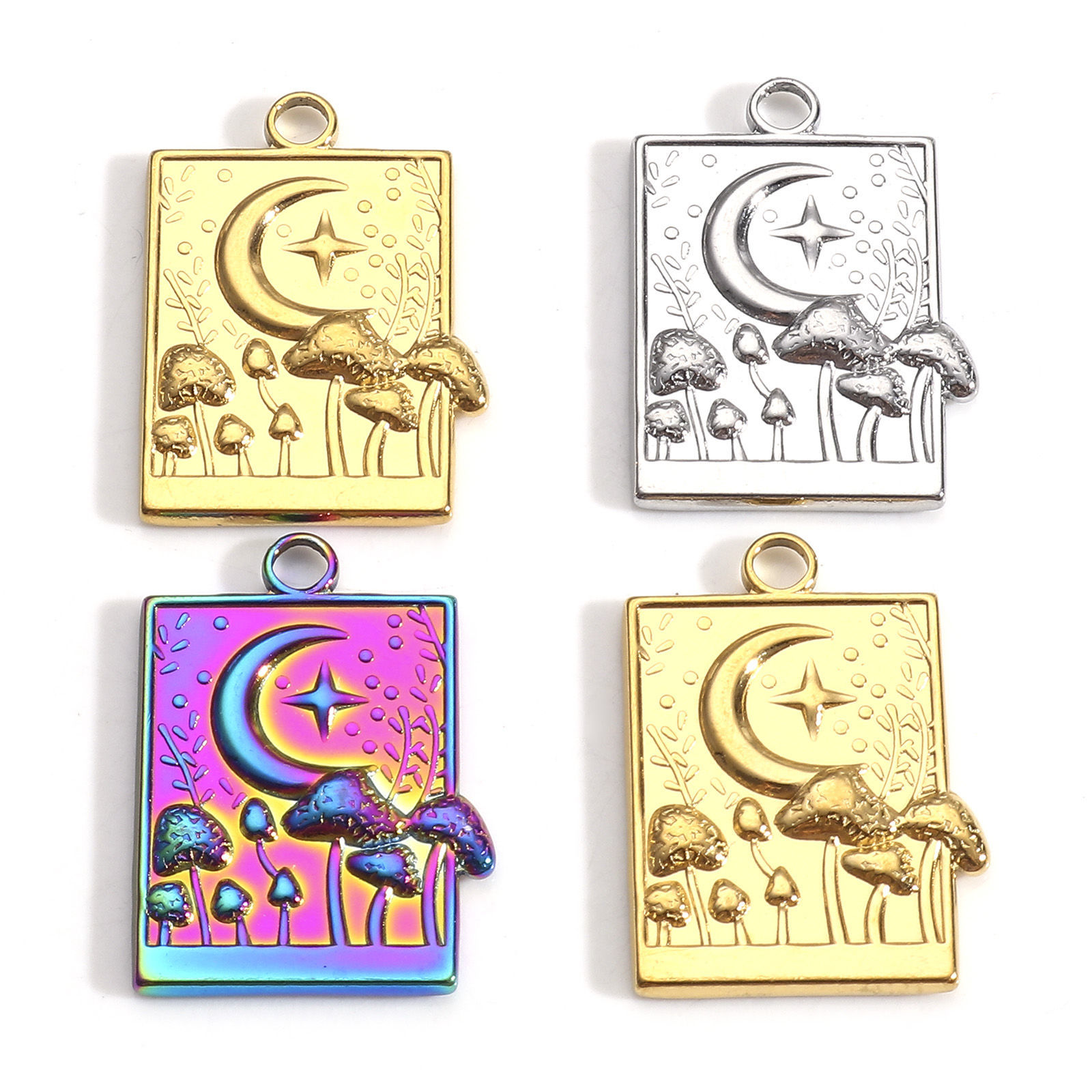 Picture of 304 Stainless Steel Charms Multicolor Half Moon Mushroom