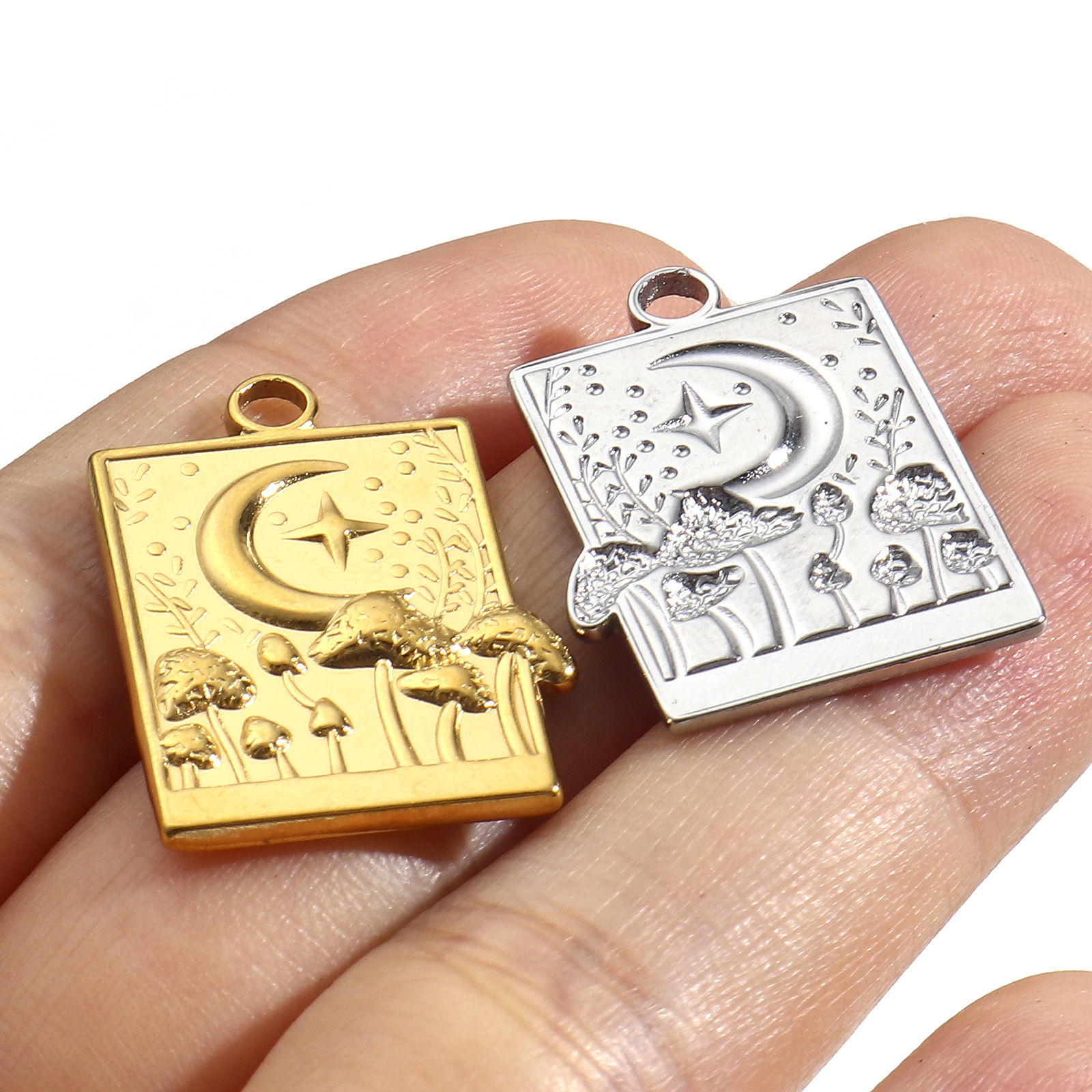 Picture of 304 Stainless Steel Charms Multicolor Half Moon Mushroom