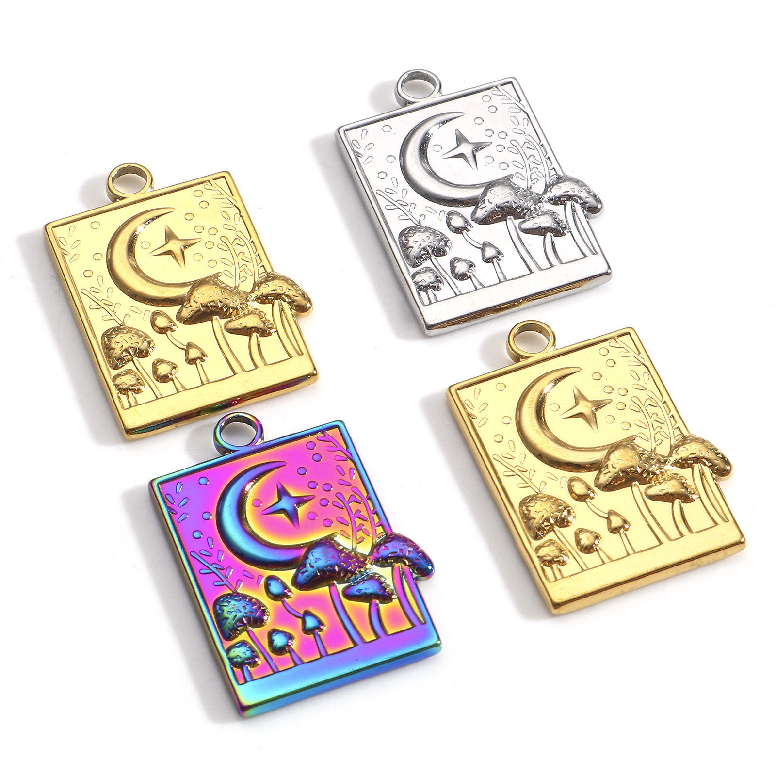 Picture of 304 Stainless Steel Charms Multicolor Half Moon Mushroom