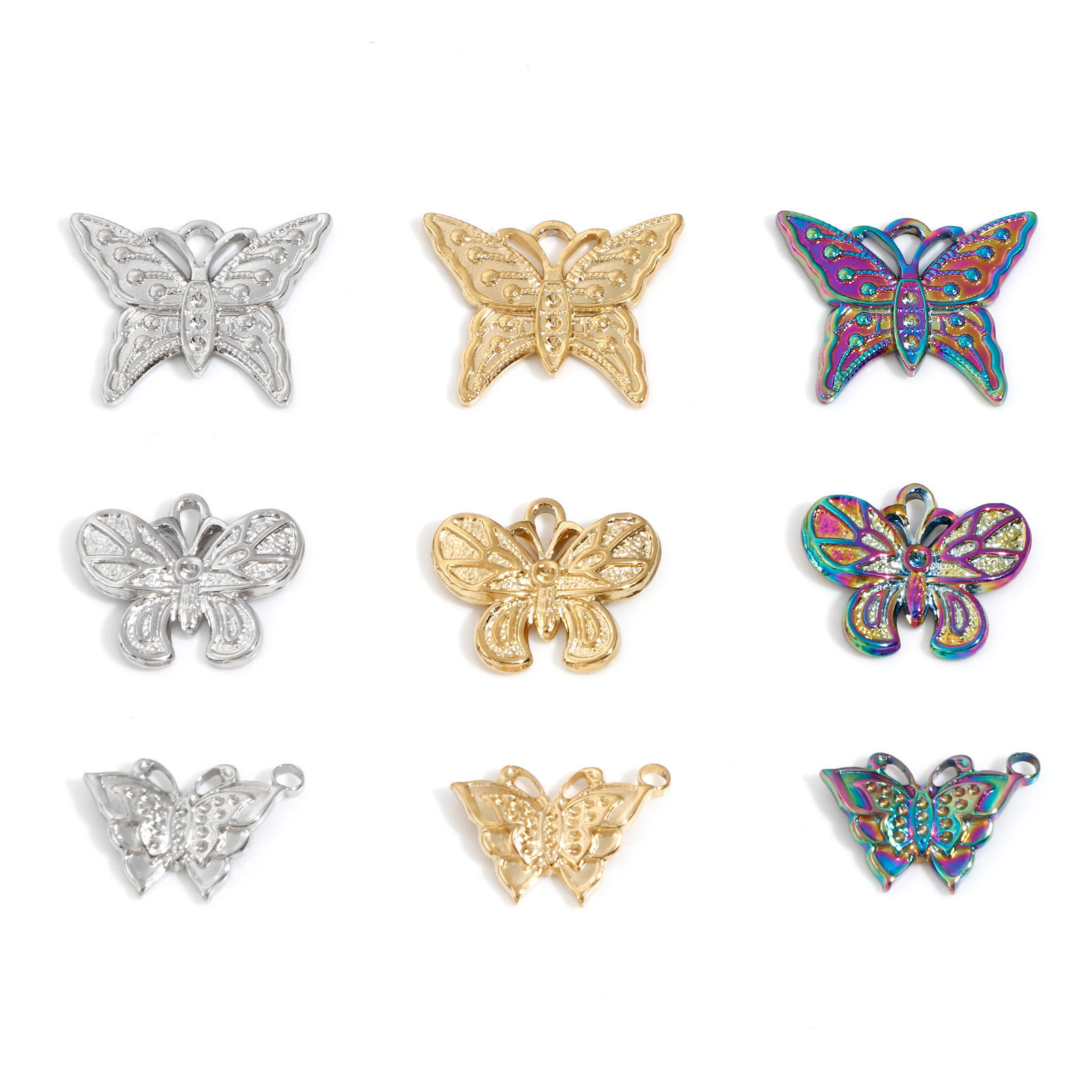Picture of Eco-friendly Vacuum Plating 304 Stainless Steel Insect Charms Multicolor Butterfly Animal