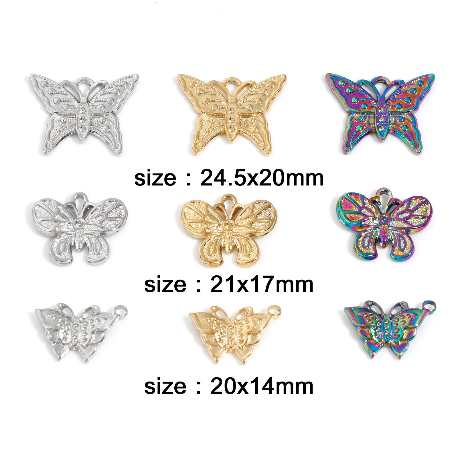 Picture of Eco-friendly Vacuum Plating 304 Stainless Steel Insect Charms Multicolor Butterfly Animal