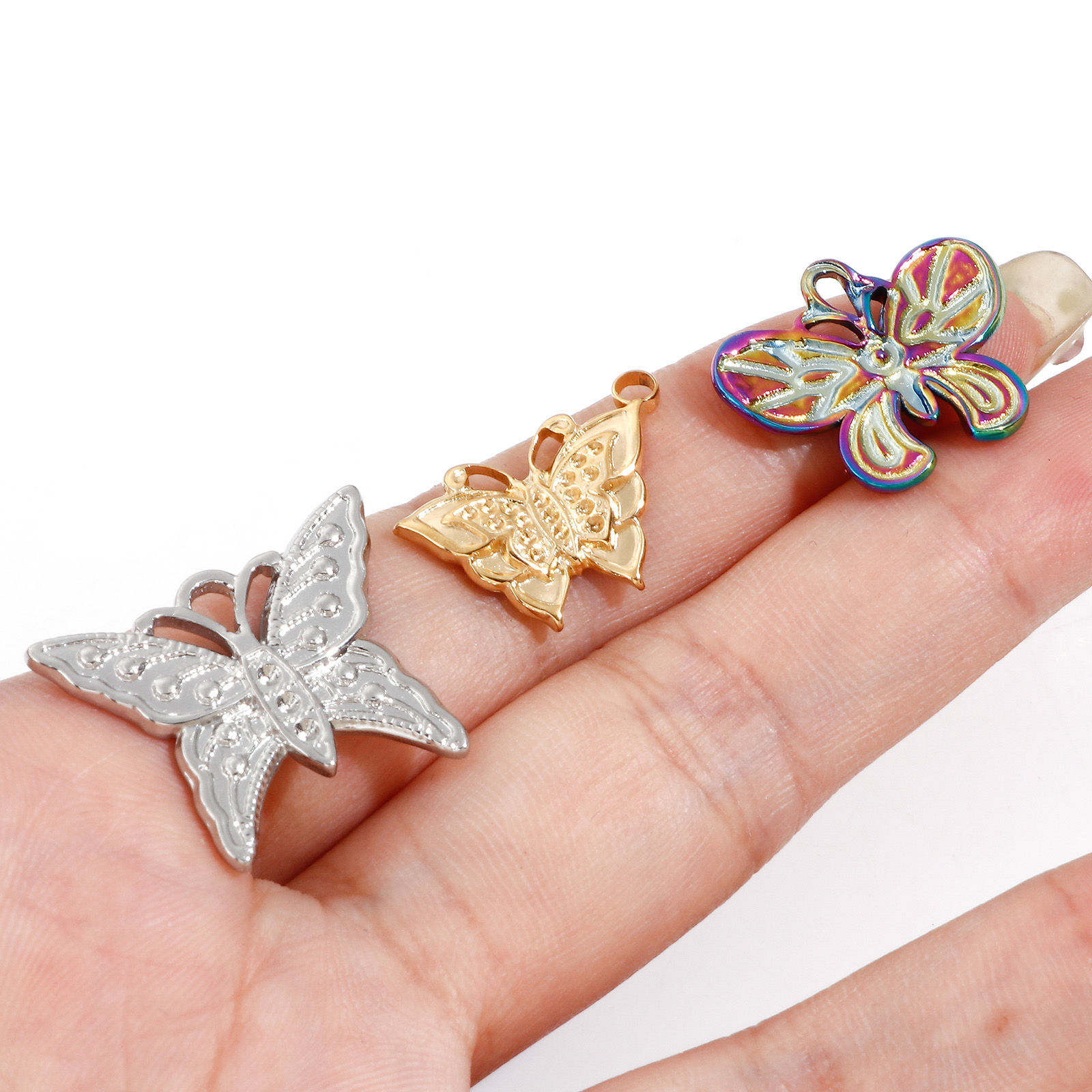 Picture of Eco-friendly Vacuum Plating 304 Stainless Steel Insect Charms Multicolor Butterfly Animal