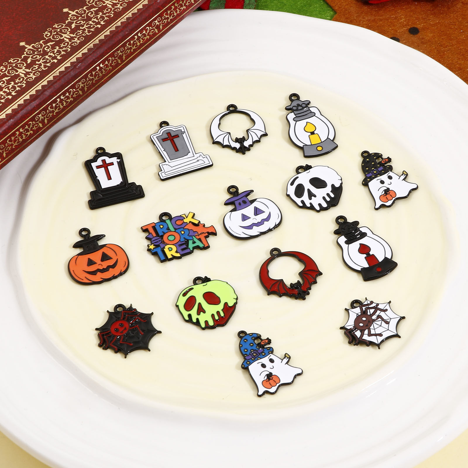 Immagine di Lega di Zinco Halloween Charms Multicolore Smalto 10 Pz