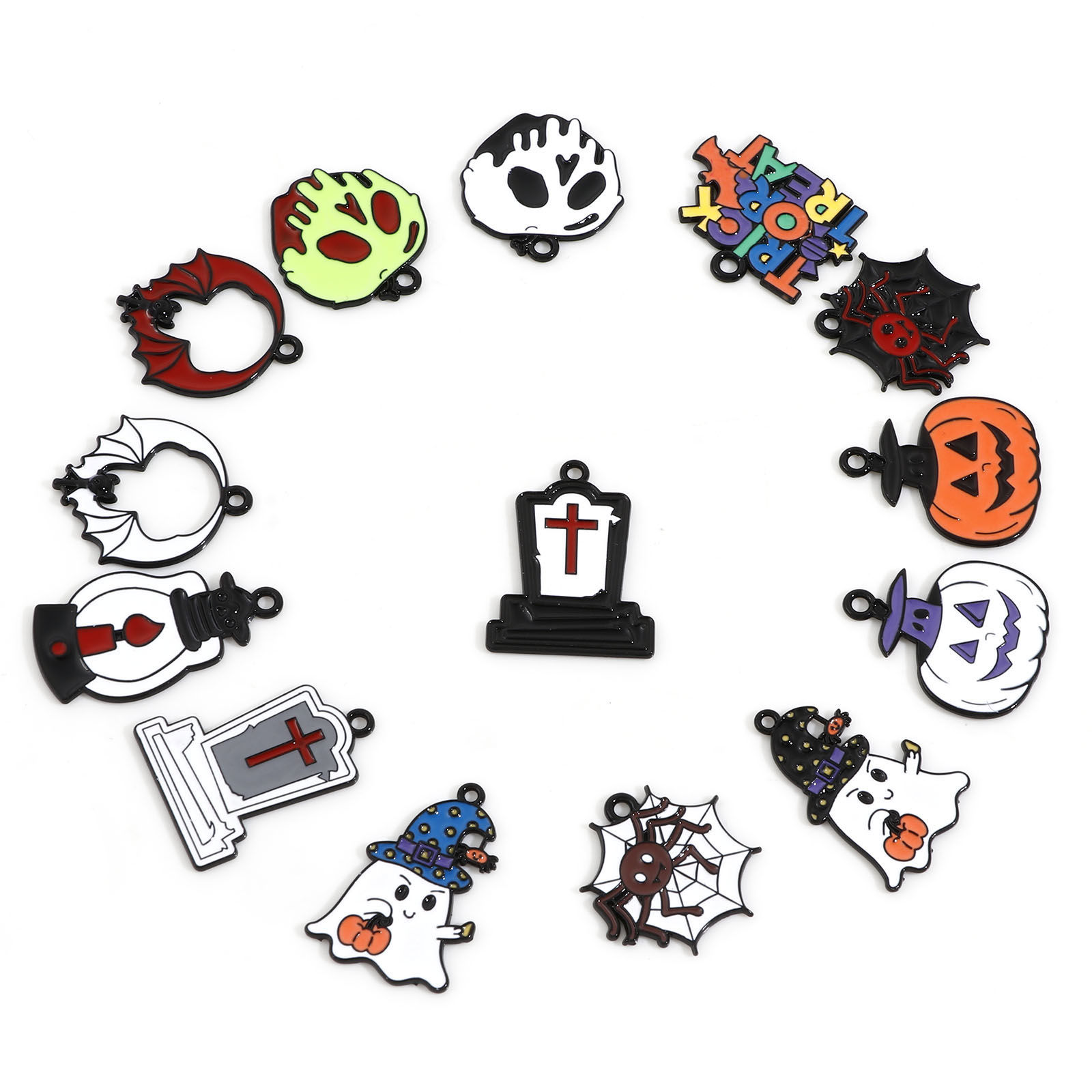 Immagine di Lega di Zinco Halloween Charms Multicolore Smalto 10 Pz