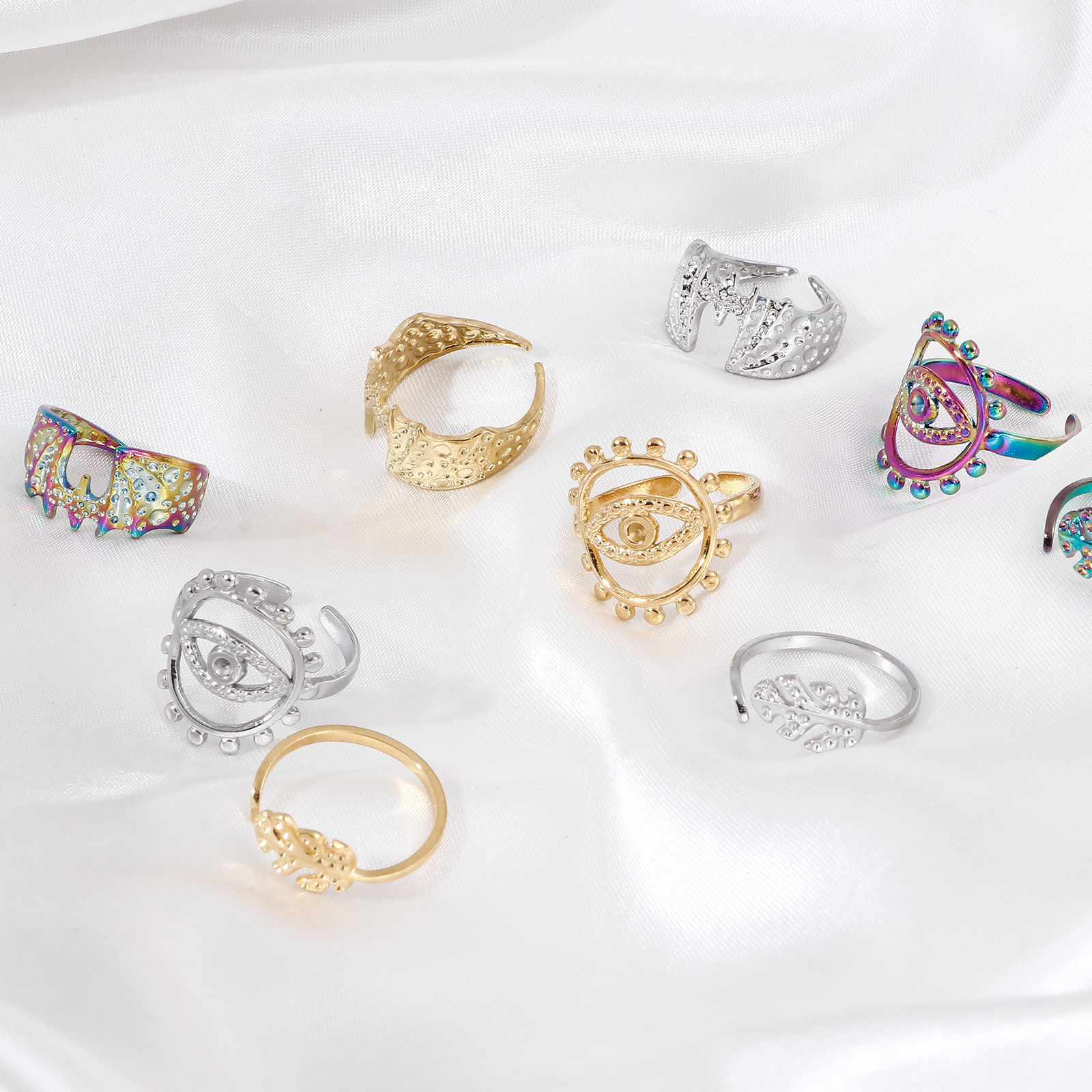 Imagen de 304 Acero Inoxidable Abierto Anillos Multicolor 1 Unidad