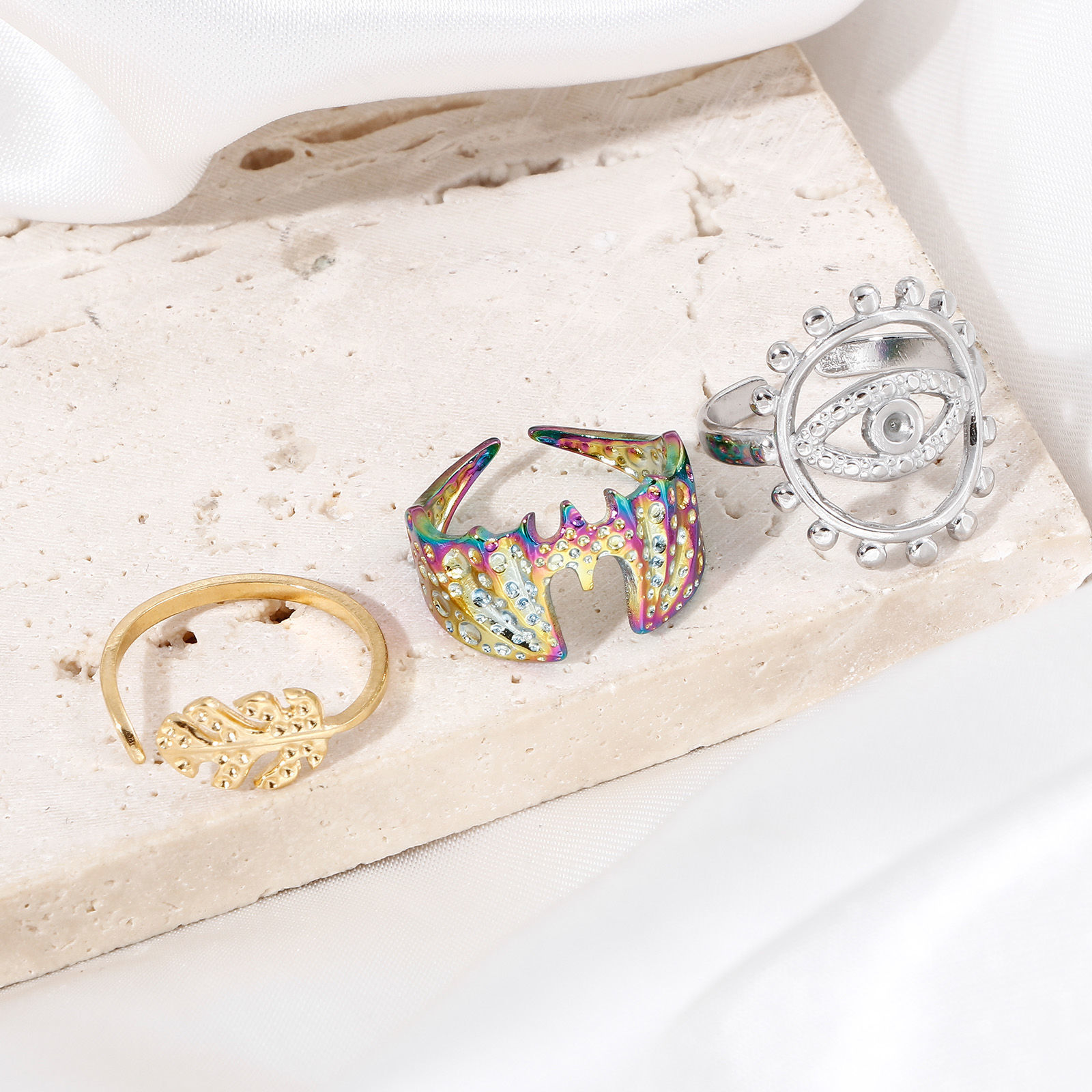 Imagen de 304 Acero Inoxidable Abierto Anillos Multicolor 1 Unidad