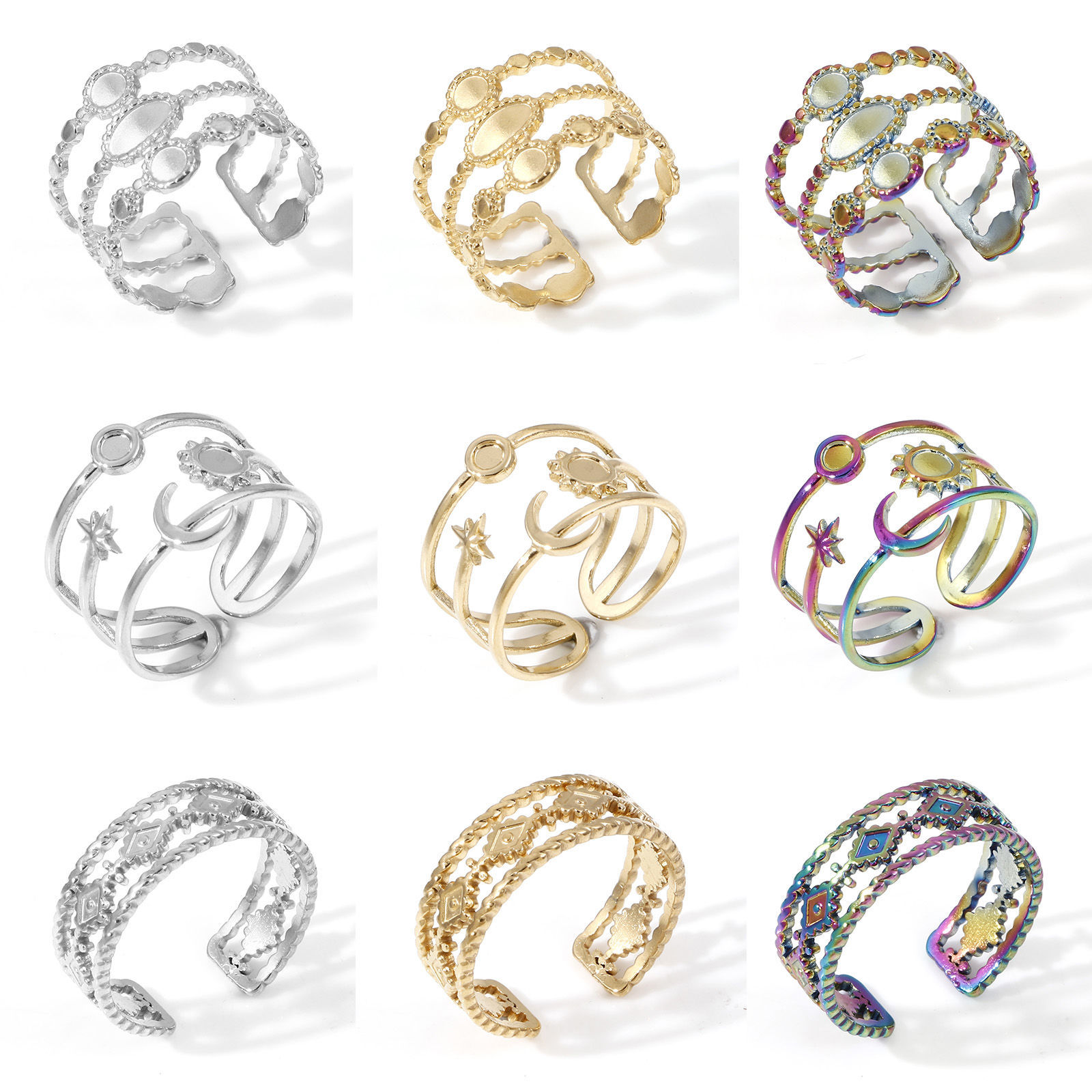 Imagen de 304 Acero Inoxidable Abierto Anillos Multicolor 1 Unidad