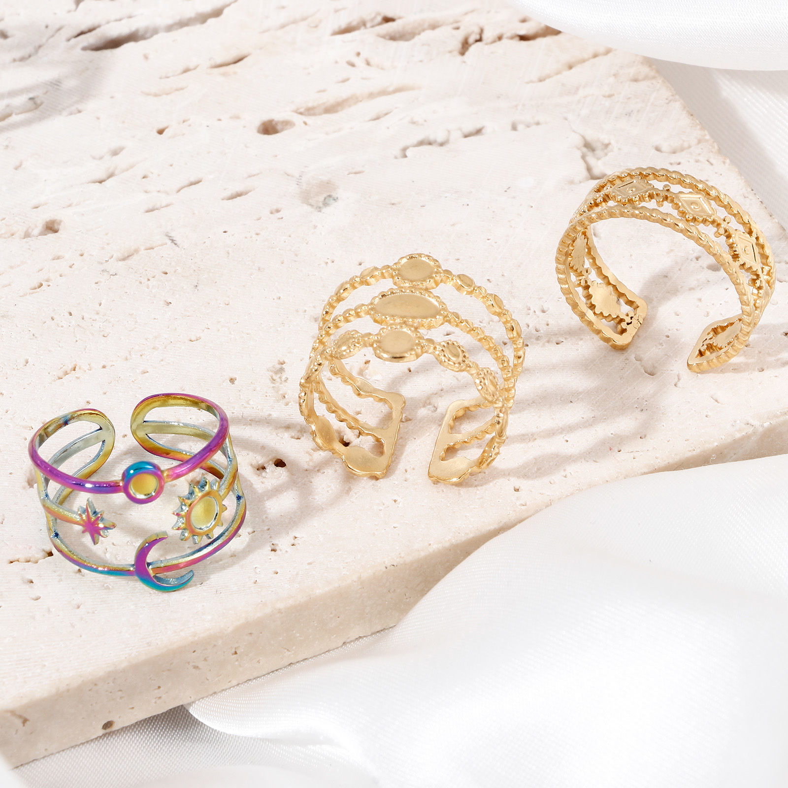 Imagen de 304 Acero Inoxidable Abierto Anillos Multicolor 1 Unidad