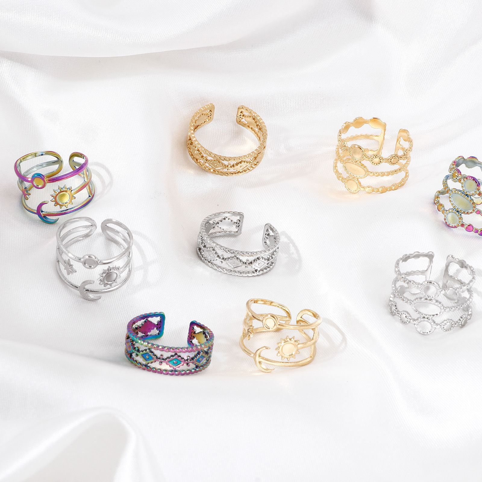 Imagen de 304 Acero Inoxidable Abierto Anillos Multicolor 1 Unidad