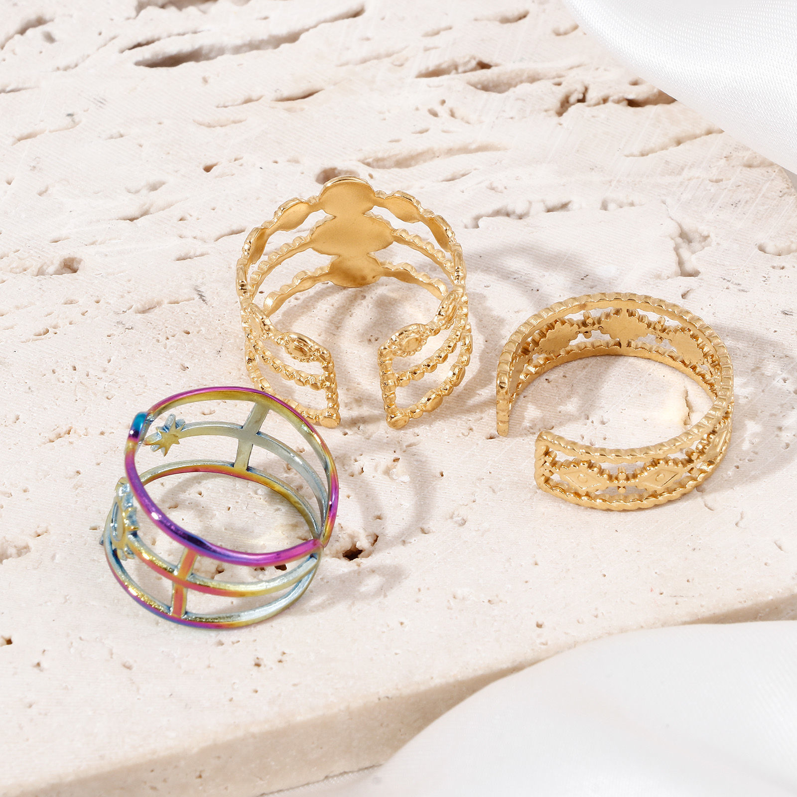 Imagen de 304 Acero Inoxidable Abierto Anillos Multicolor 1 Unidad