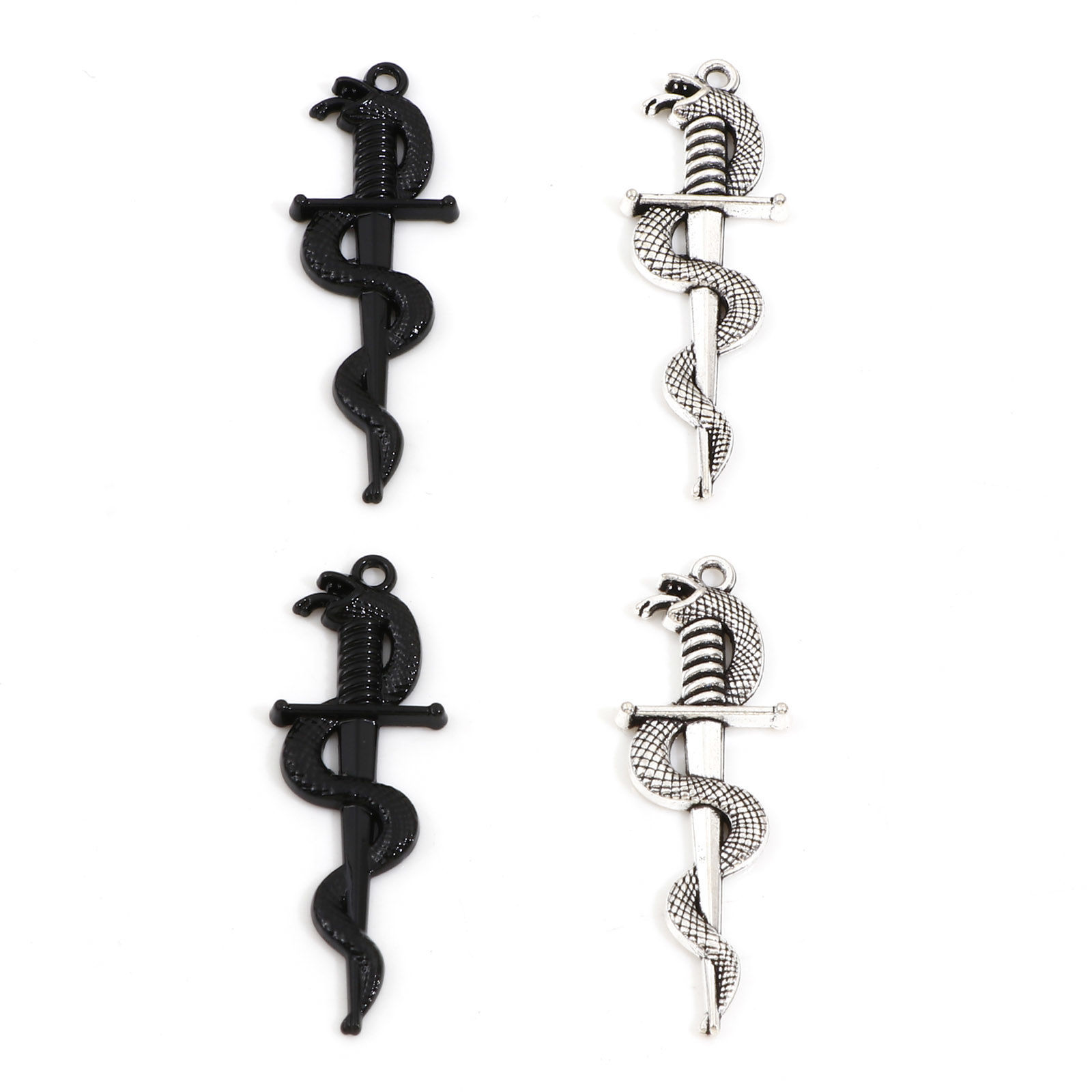 Immagine di Lega di Zinco Ciondoli Multicolore Spada Serpente 4cm x 1.4cm, 10 Pz