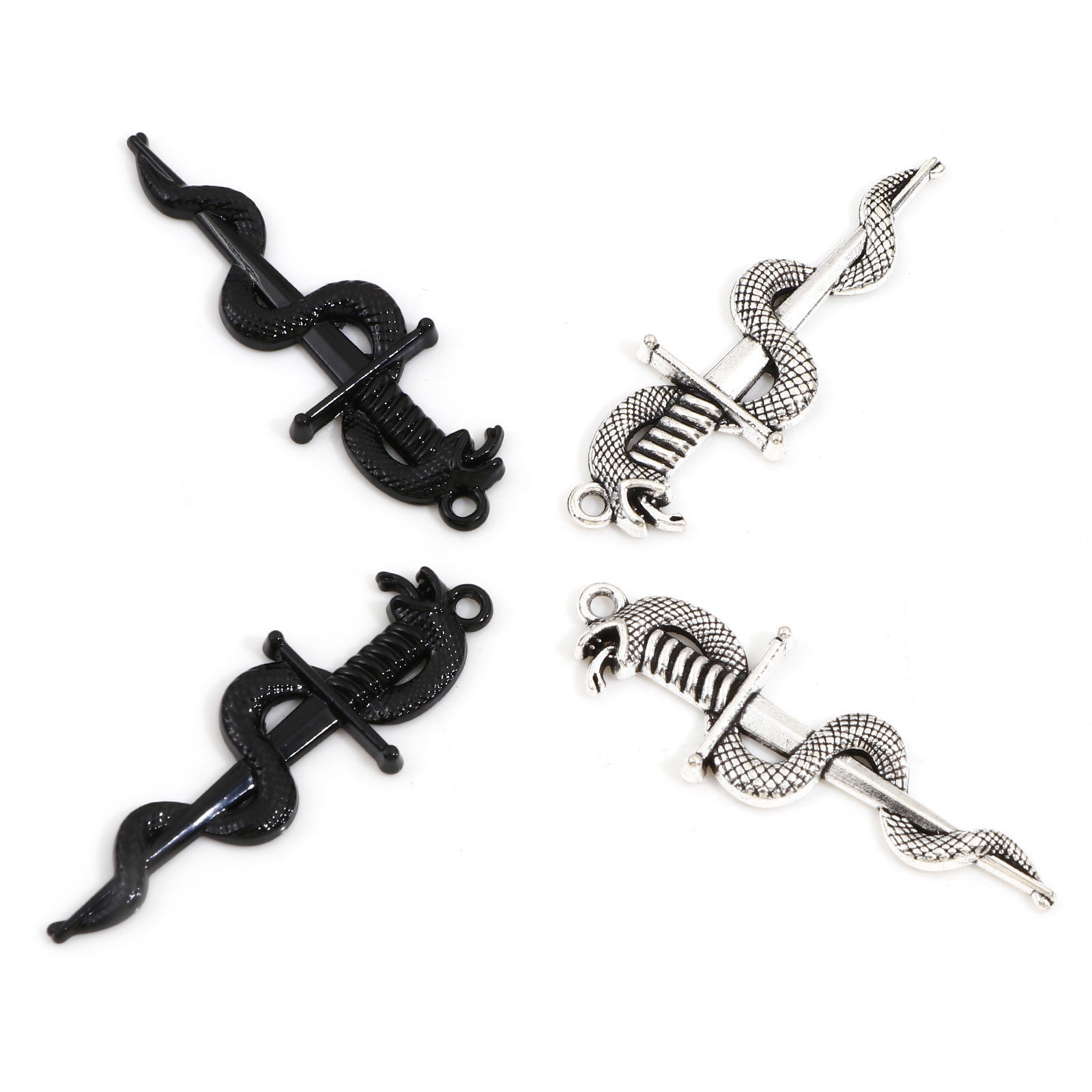 Immagine di Lega di Zinco Ciondoli Multicolore Spada Serpente 4cm x 1.4cm, 10 Pz