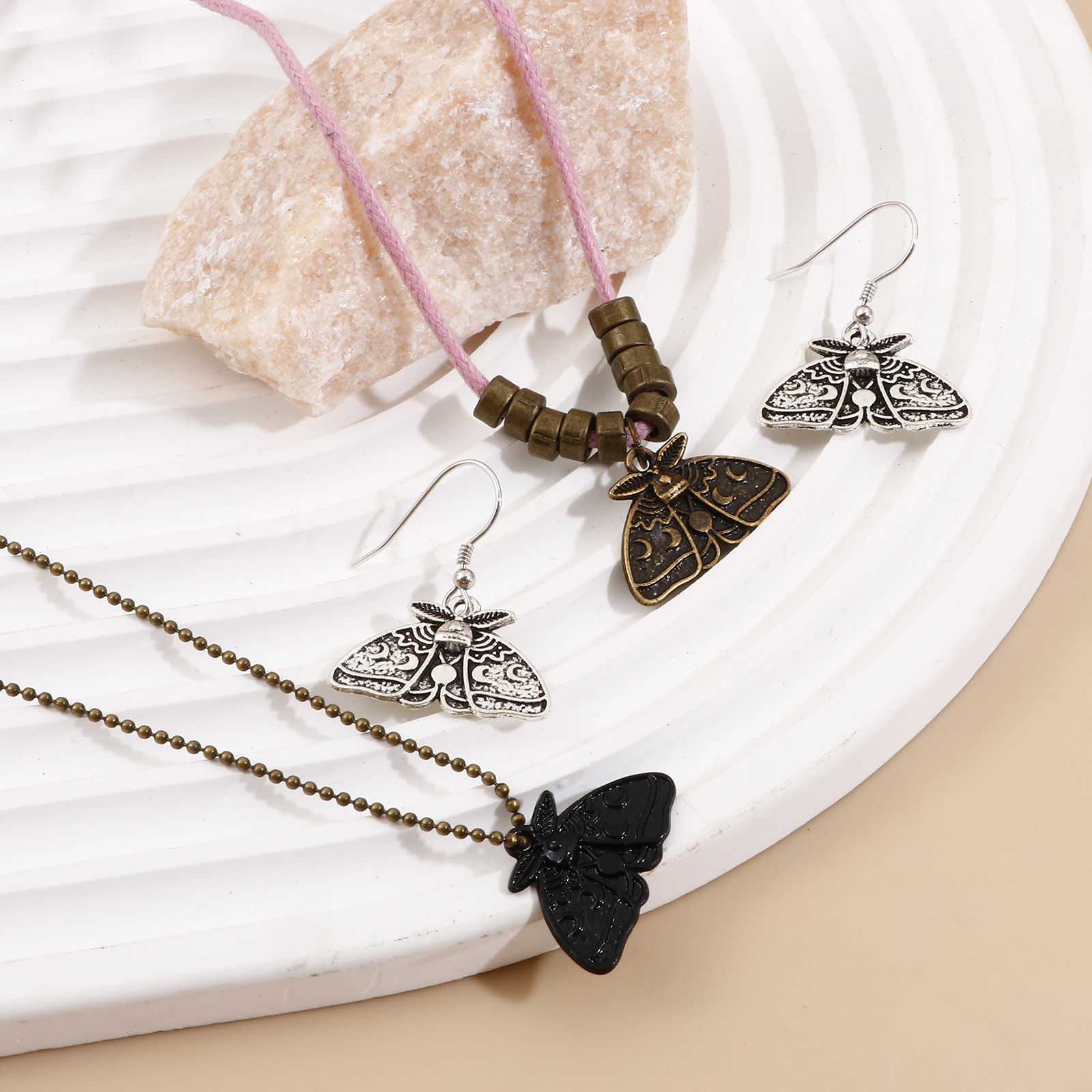 Picture of Zinc Based Alloy Insect Charms Multicolor Moth Moon Phases 25mm x 16mm