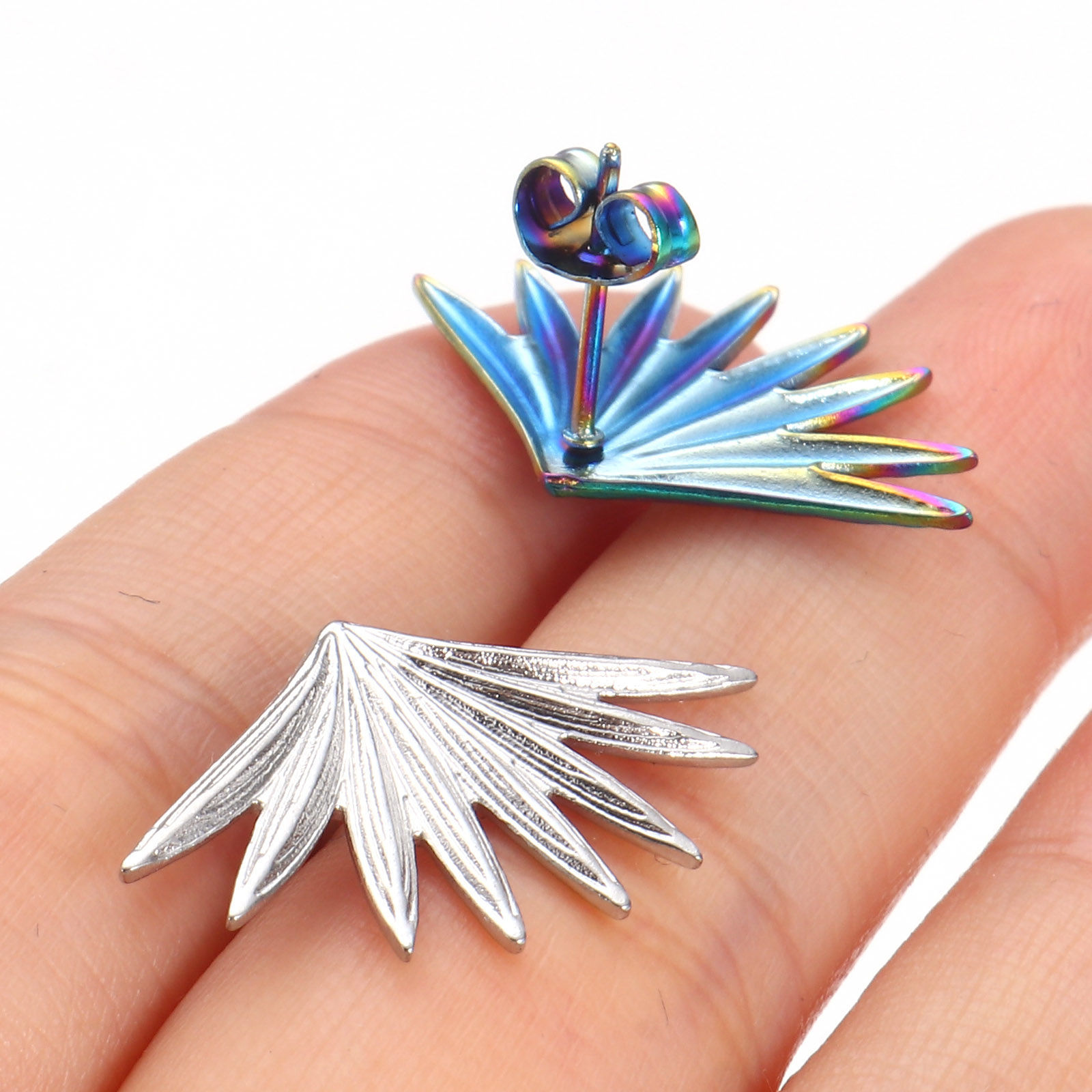 Picture of 304 Stainless Steel Flora Collection Ear Post Stud Earrings With Stoppers