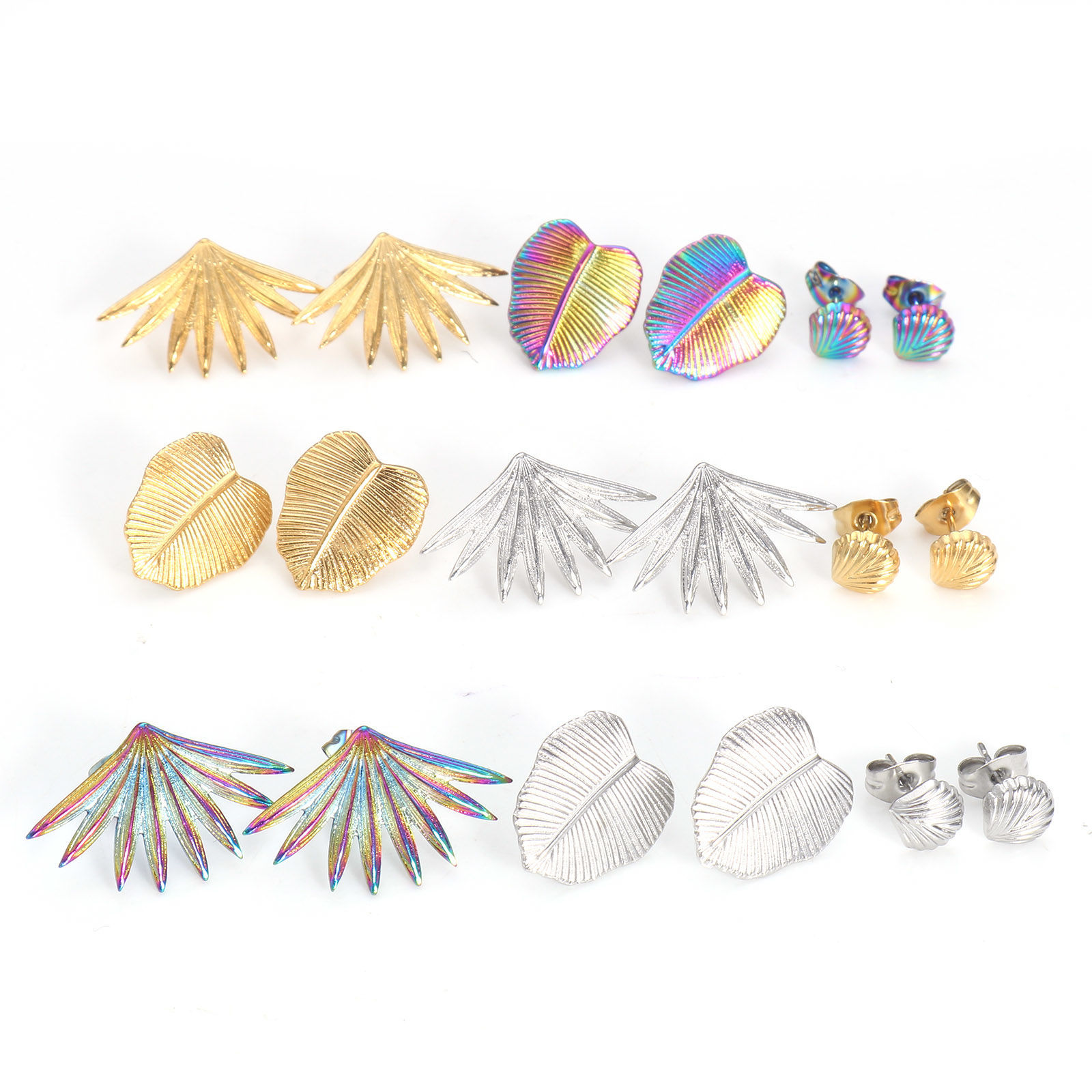 Picture of 304 Stainless Steel Flora Collection Ear Post Stud Earrings With Stoppers