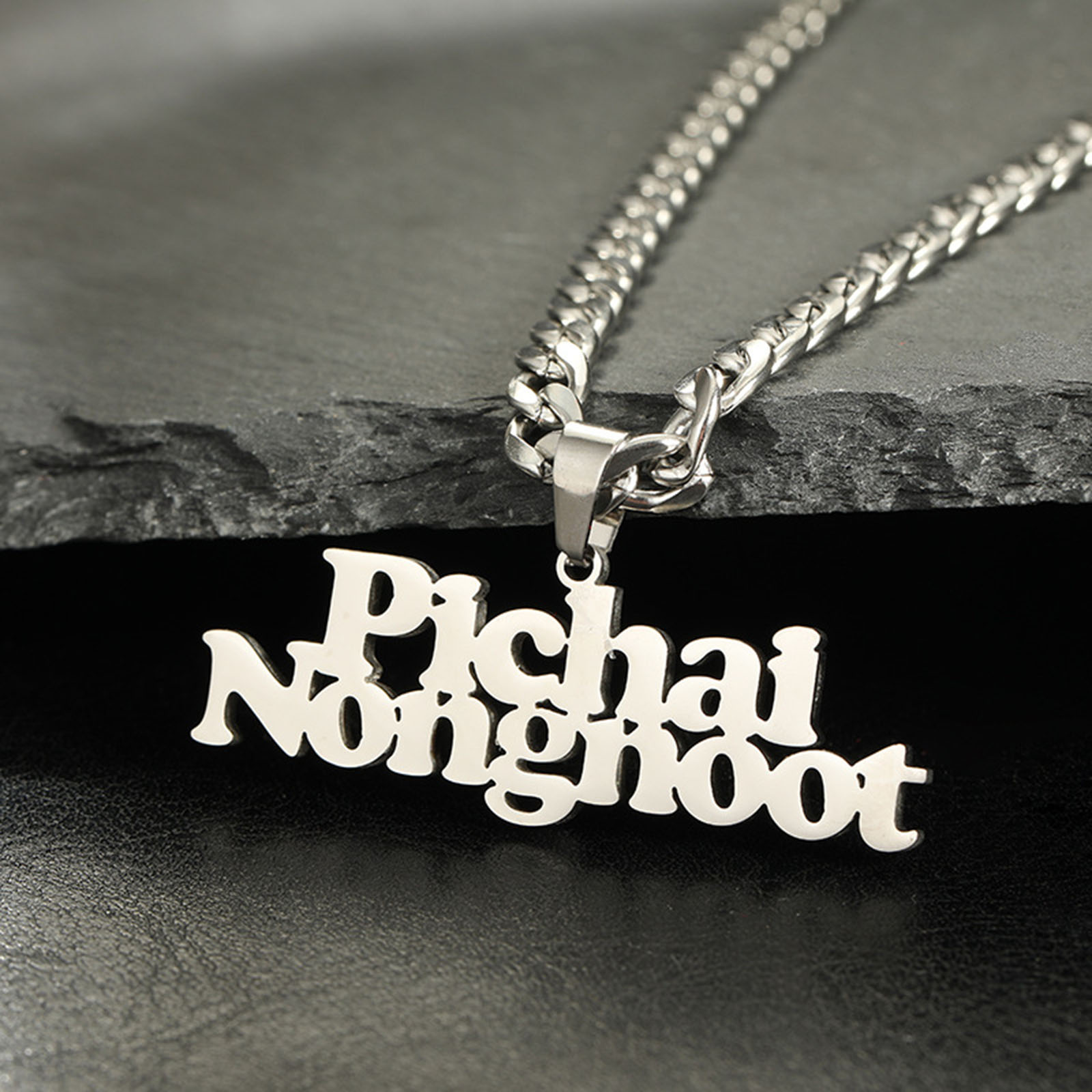 Picture of 304 Stainless Steel Customized Name Necklace Personalized Letter Charm Pendant