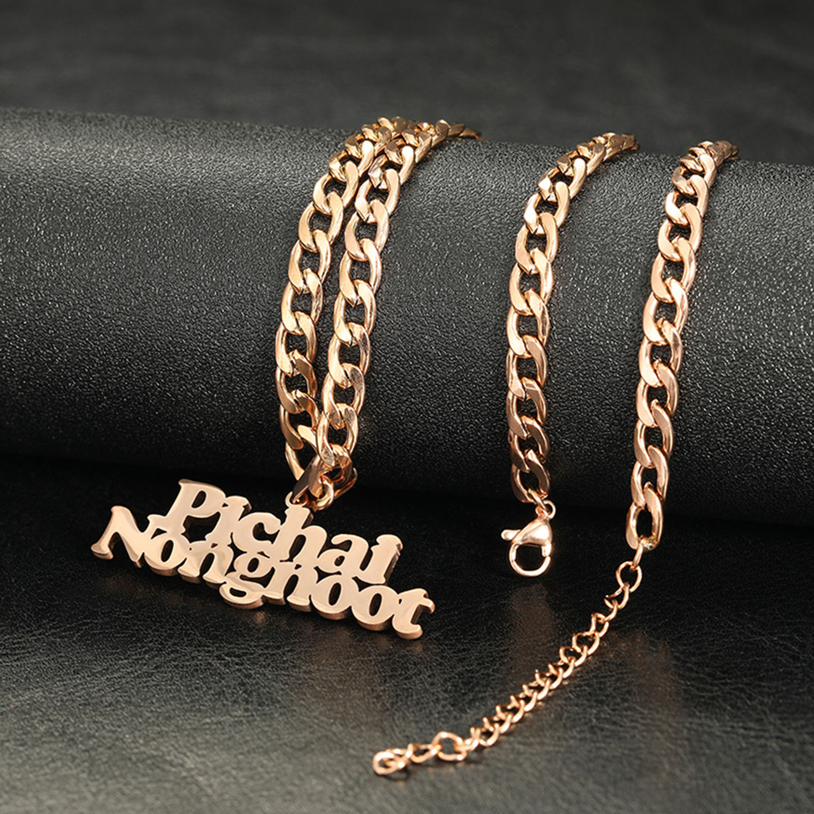 Picture of 304 Stainless Steel Customized Name Necklace Personalized Letter Charm Pendant