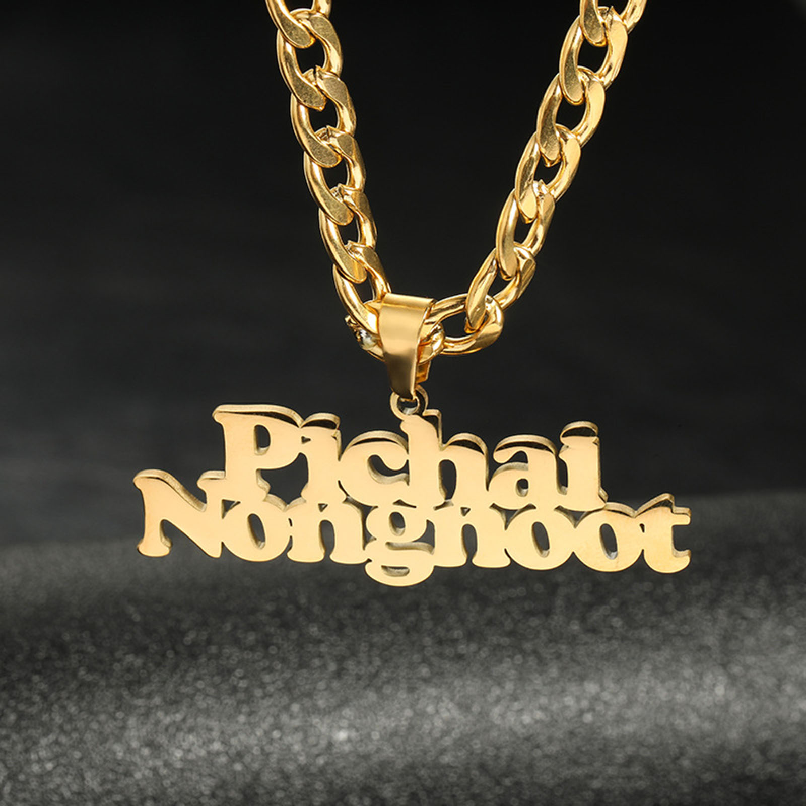 Picture of 304 Stainless Steel Customized Name Necklace Personalized Letter Charm Pendant
