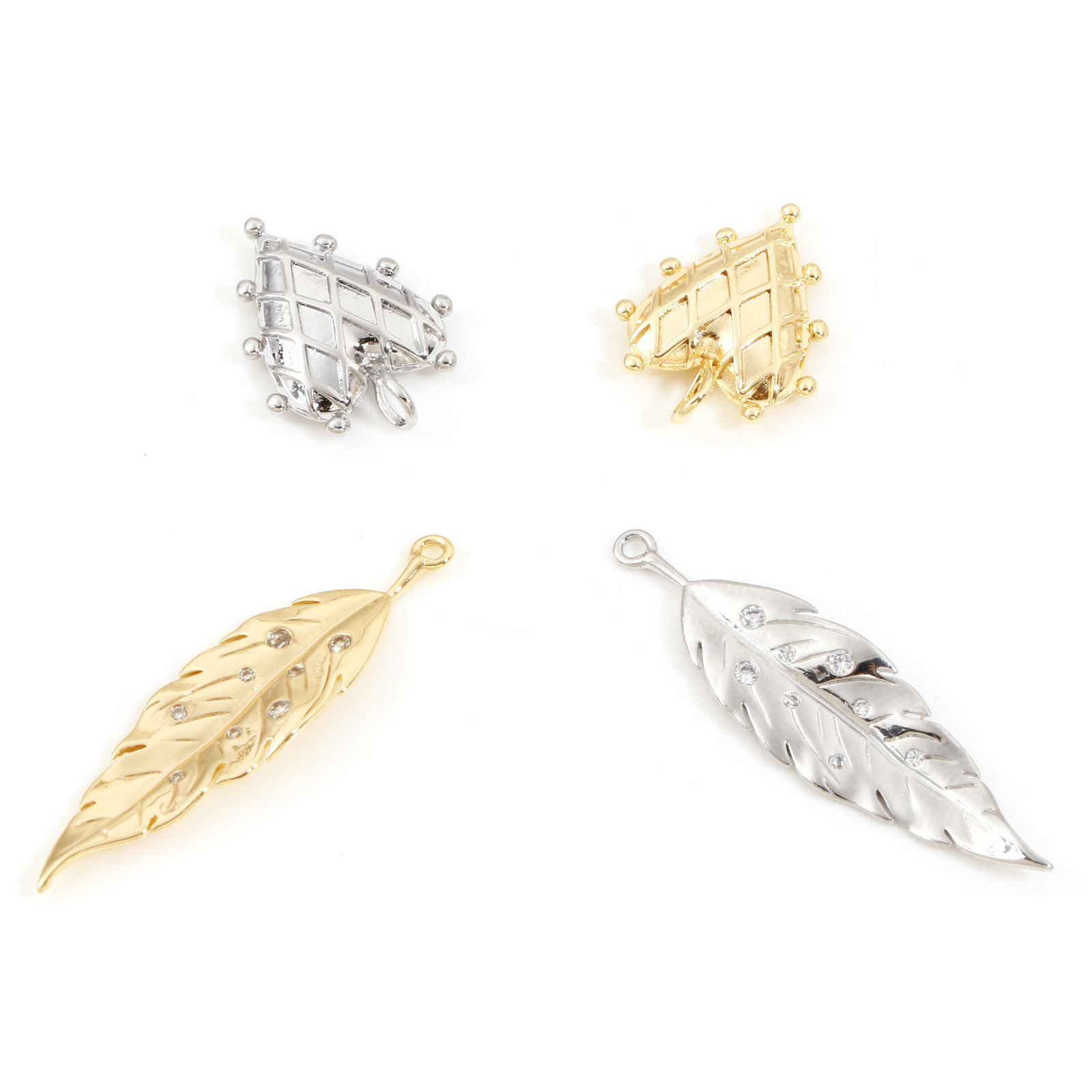 Image de Pendentifs en Laiton Feuille Plaqué Or Véritable Cœur 2 Pcs
