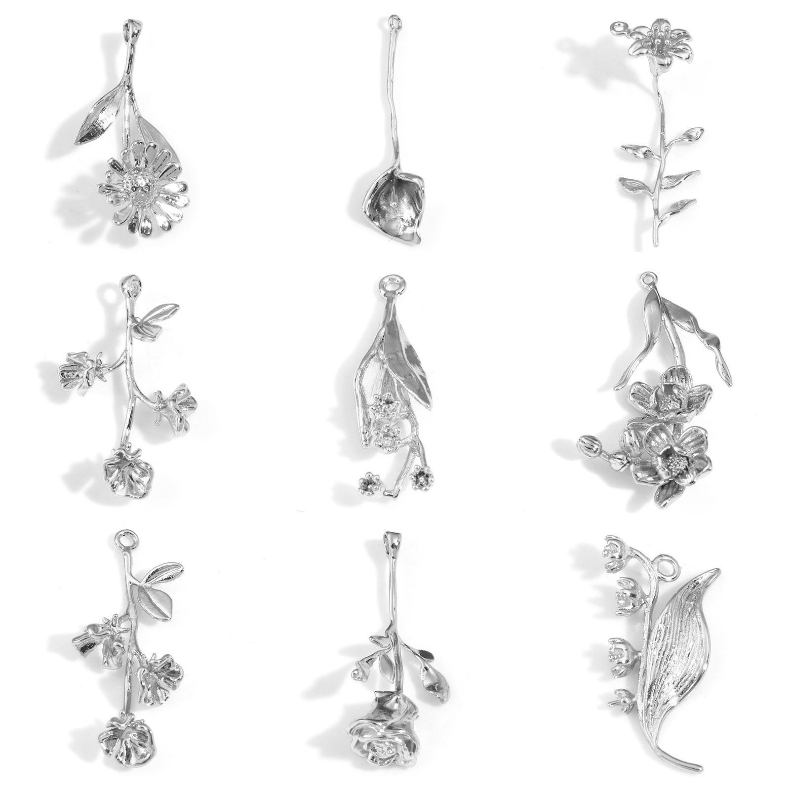 Imagen de Latón Colgantes Charms Flor Oro Real Chapado 3D 2 Unidades