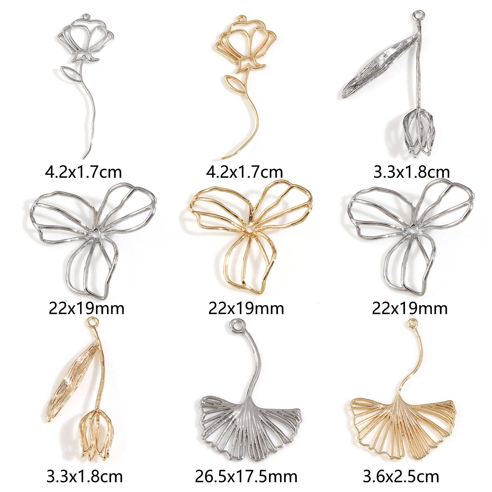 Picture of Brass Pendants Real Gold Plated Flower Leaf Hollow