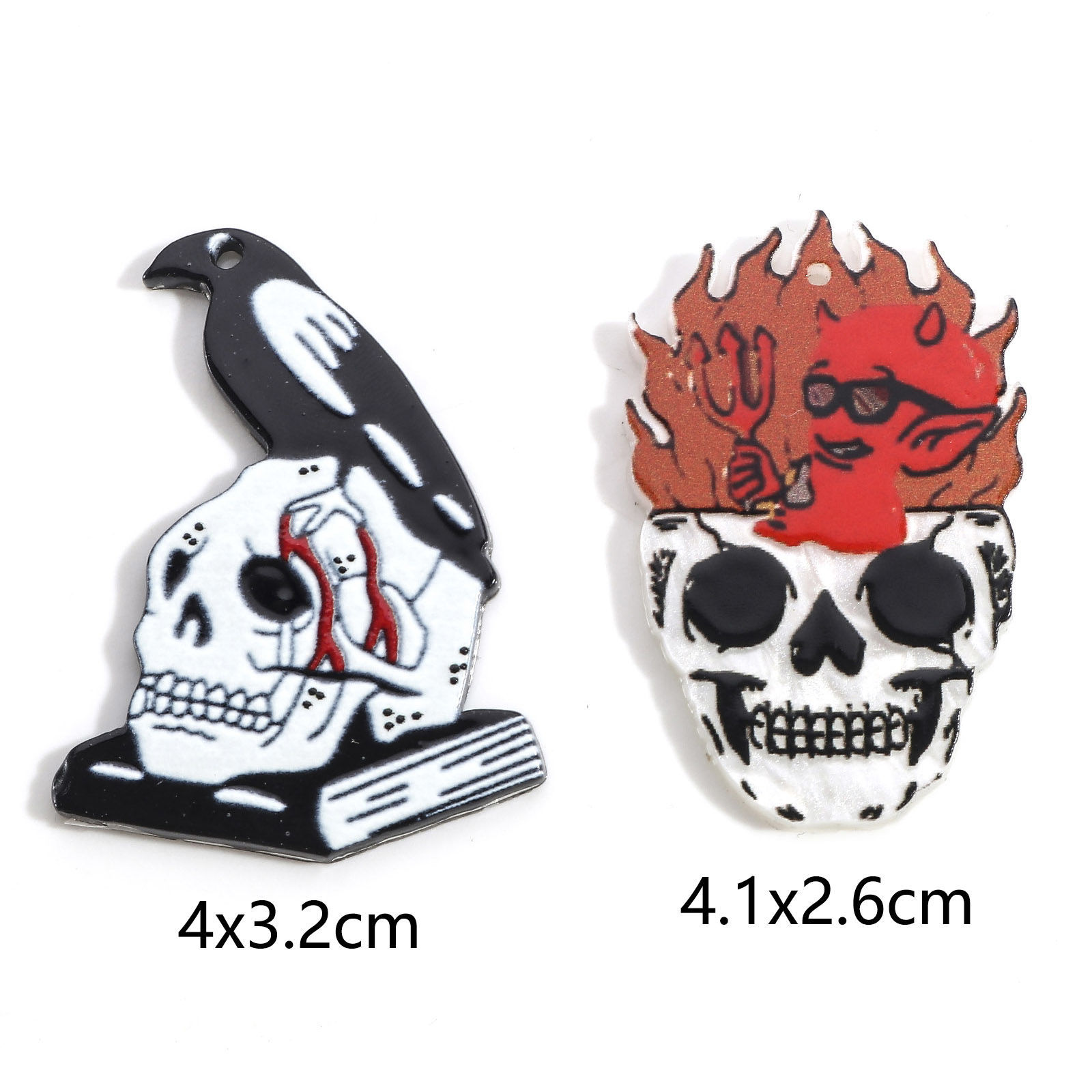 Image de Pendentifs en Acrylique Halloween Tête de Mort Multicolore 5 Pcs